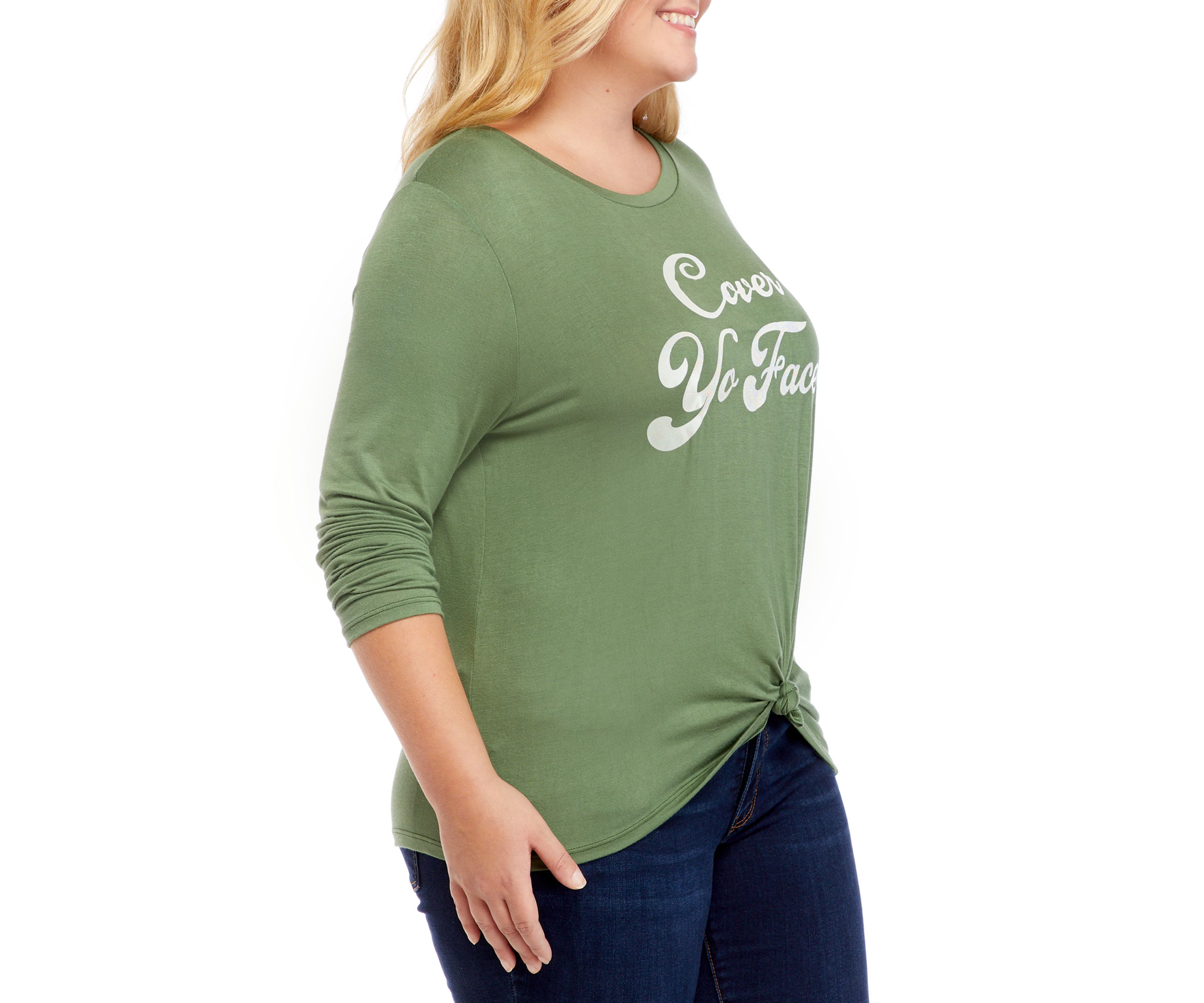 Plus Size Cover Yo Face Graphic T-Shirt