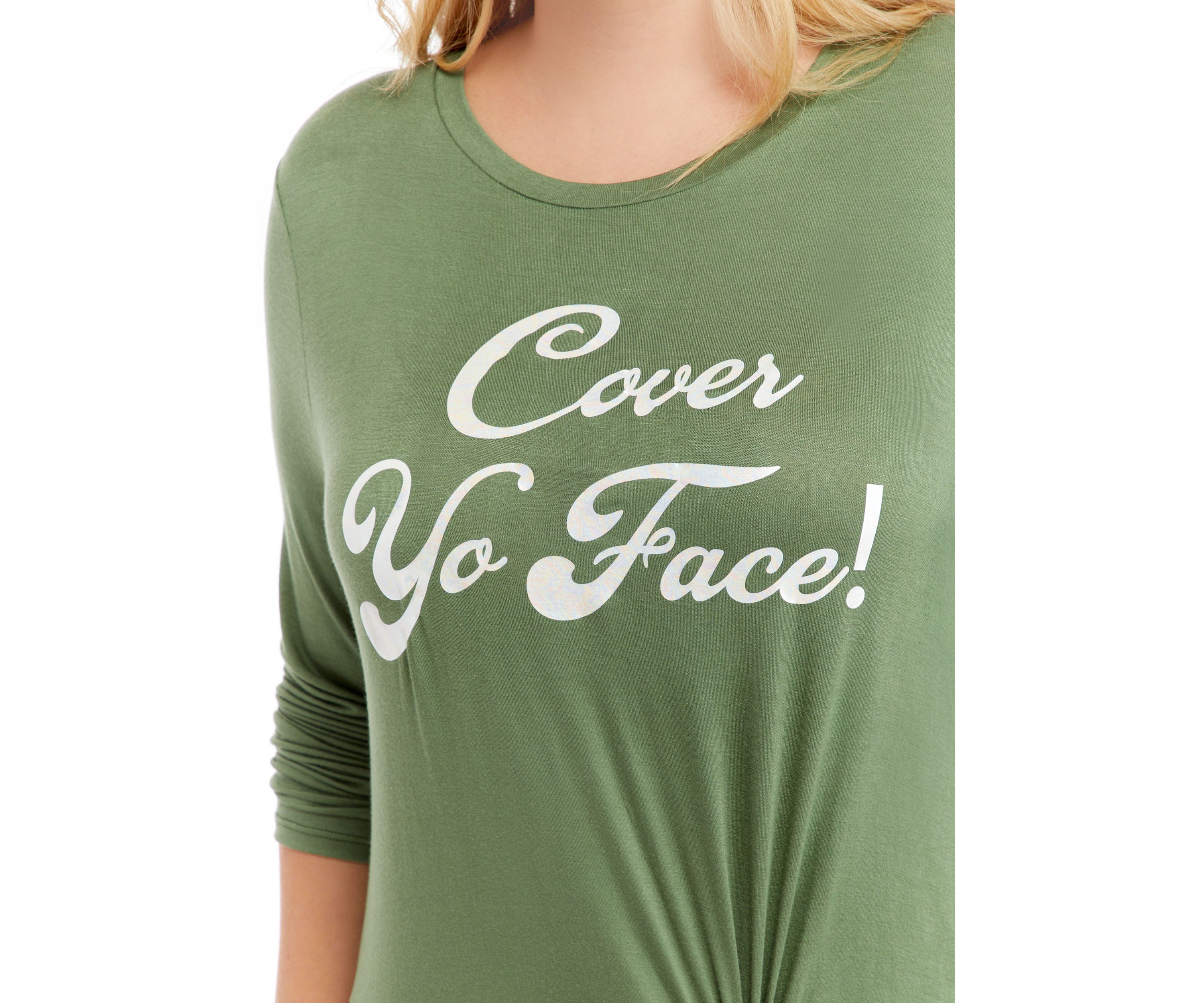 Plus Size Cover Yo Face Graphic T-Shirt