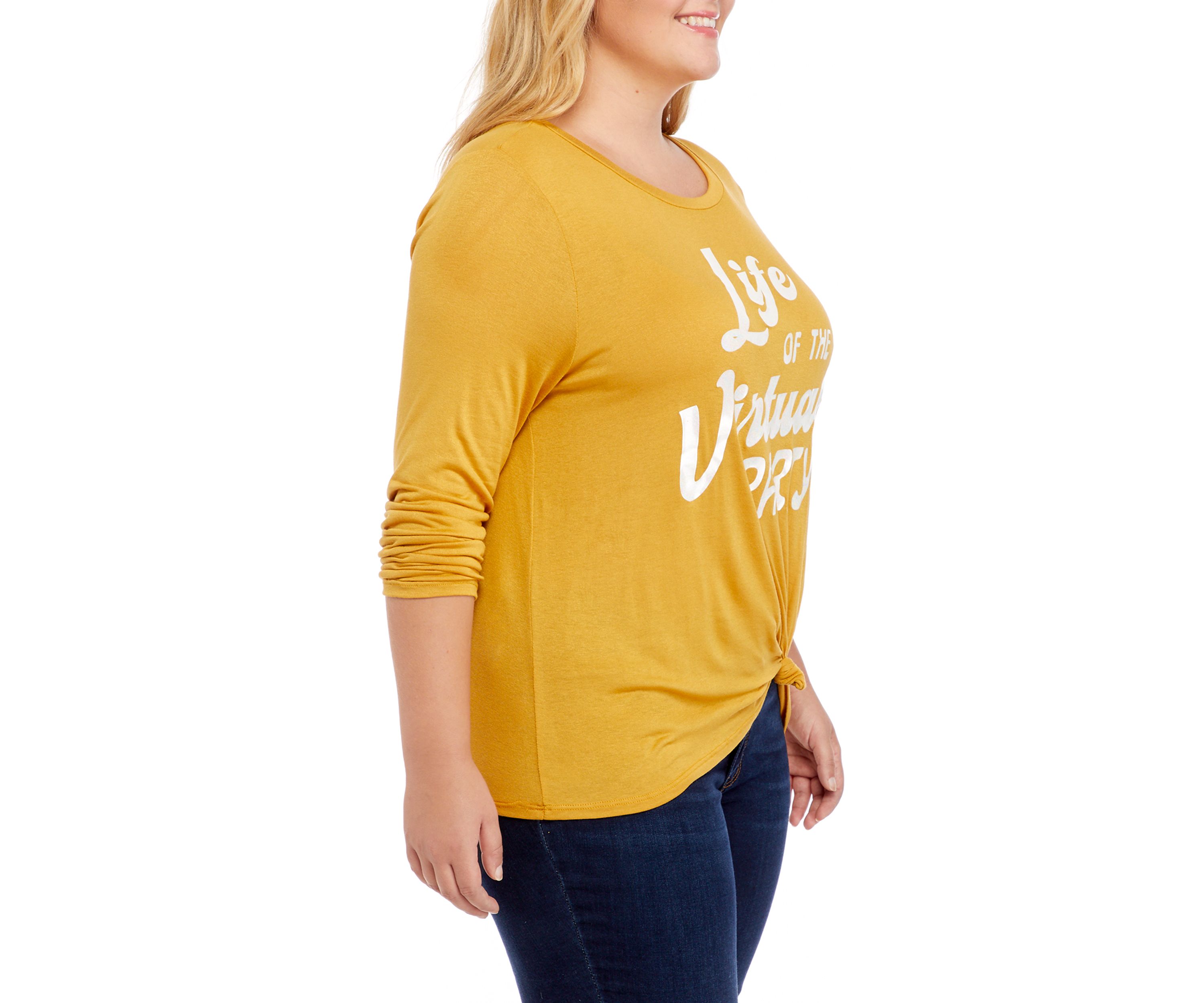 Plus Size Life of the Virtual Party Knot Front Top 