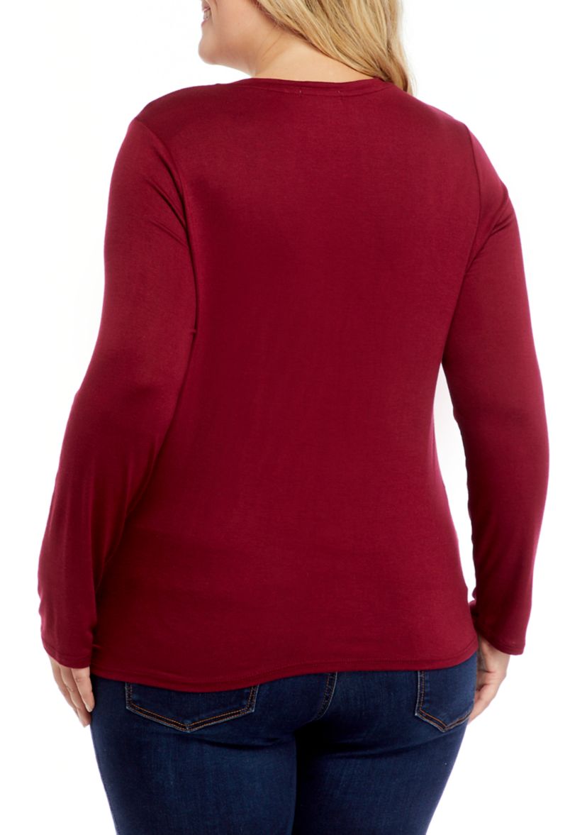 Plus Size Good Things Are Coming Knot Front Shirt