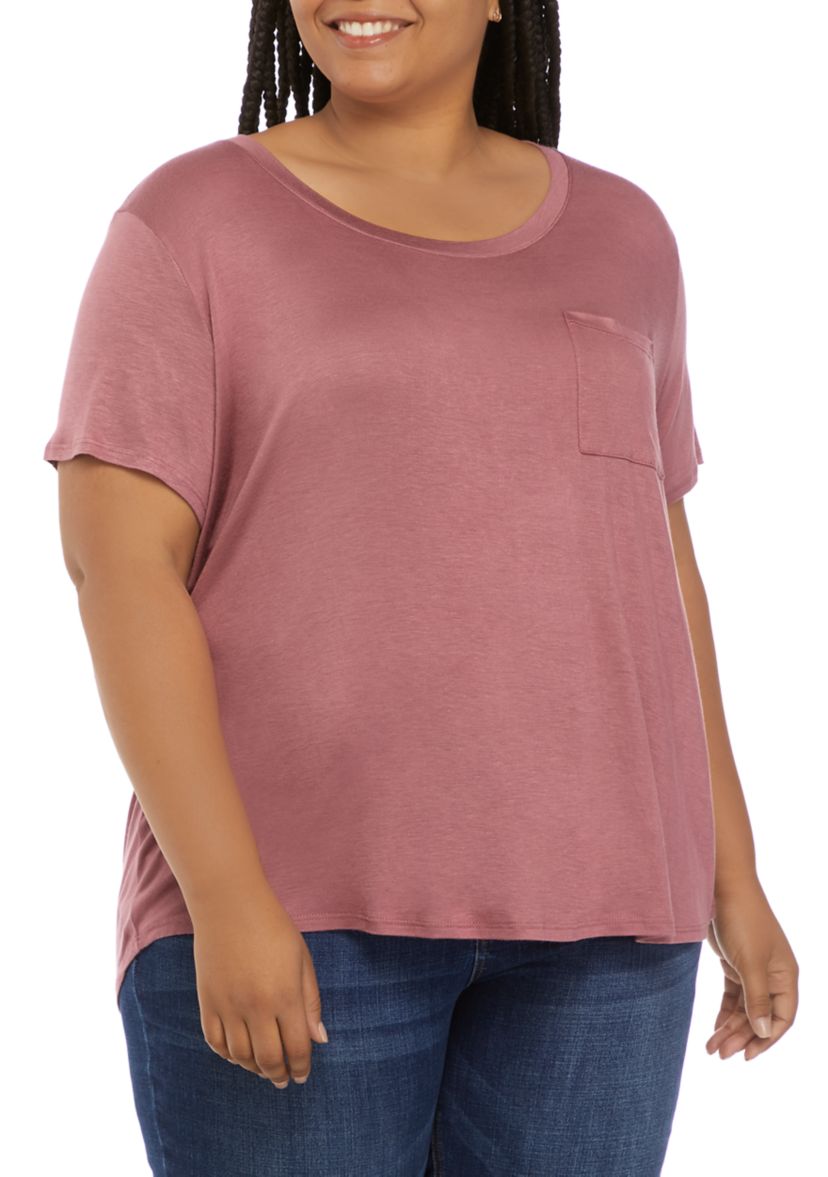 Plus Size Short Sleeve Pocket T-Shirt 