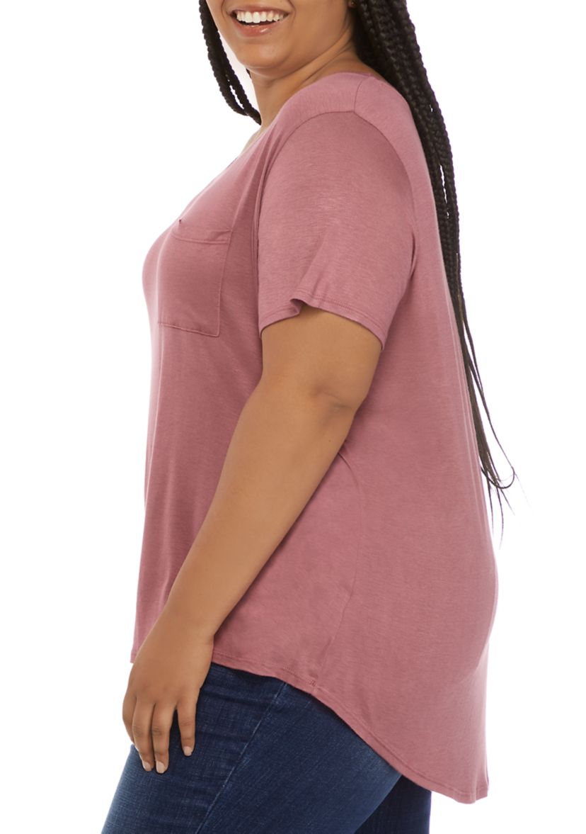 Plus Size Short Sleeve Pocket T-Shirt 