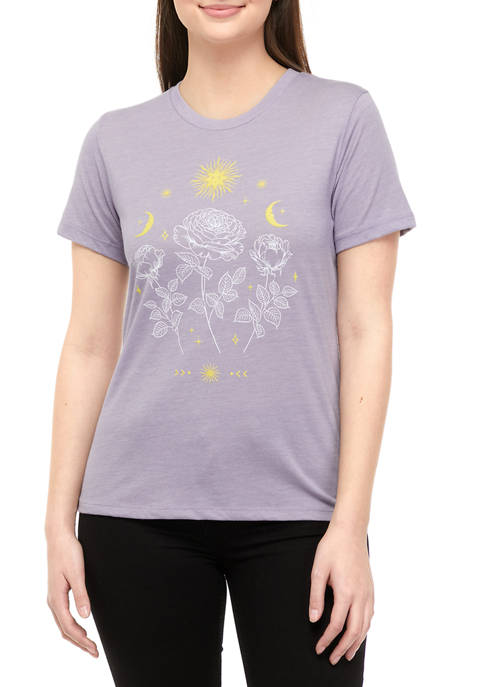 Pretty Rebellious Juniors Short Sleeve Celestial Graphic T-Shirt