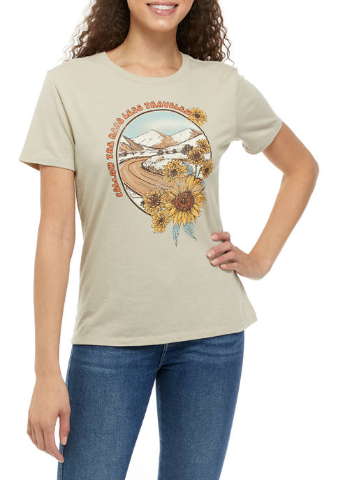 Pretty Rebellious Juniors Short Sleeve Travel Graphic T-Shirt
