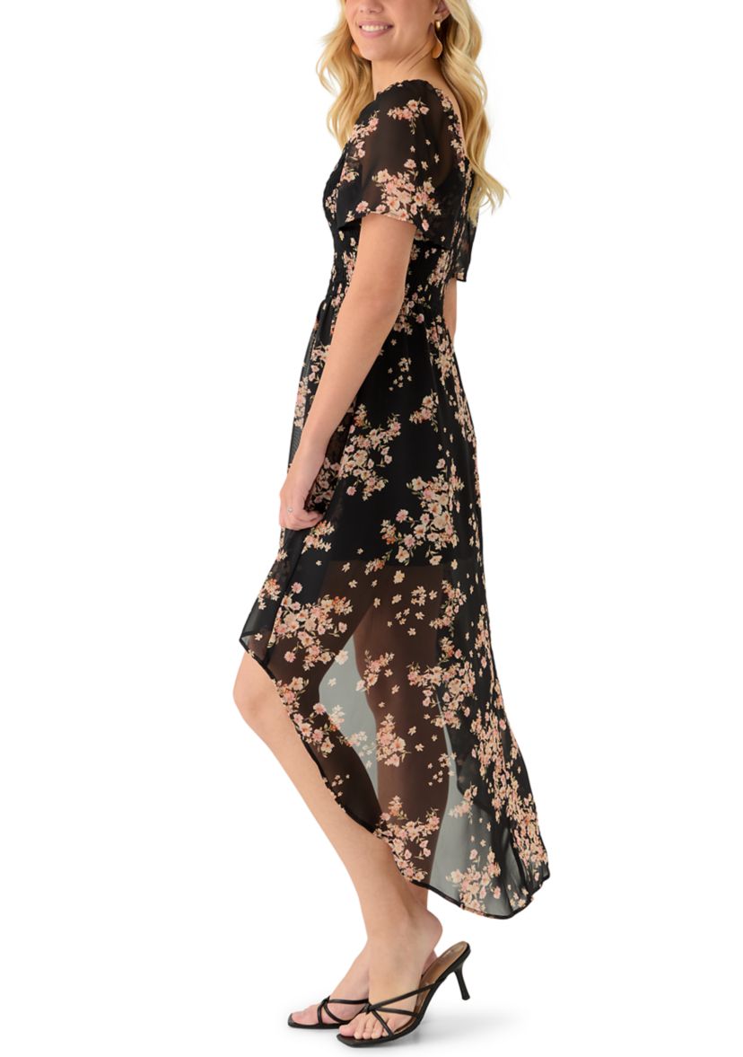 short sleeve high low dress Women's Beyond The Radar Paisley Print Short Sleeve High-Low Dress
