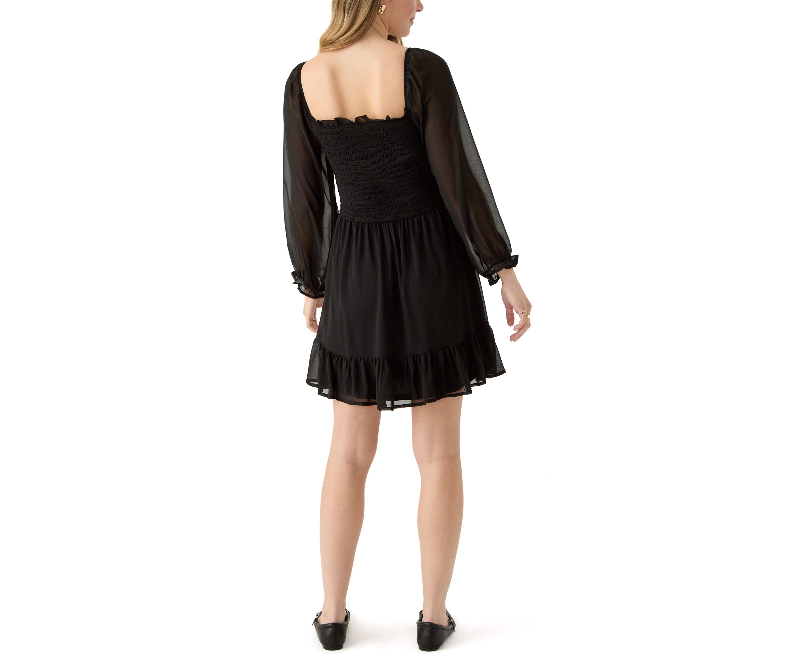 Womens Solid Smocked Mini Dress