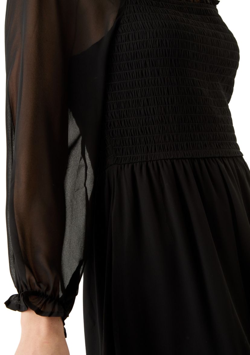 Womens Solid Smocked Mini Dress