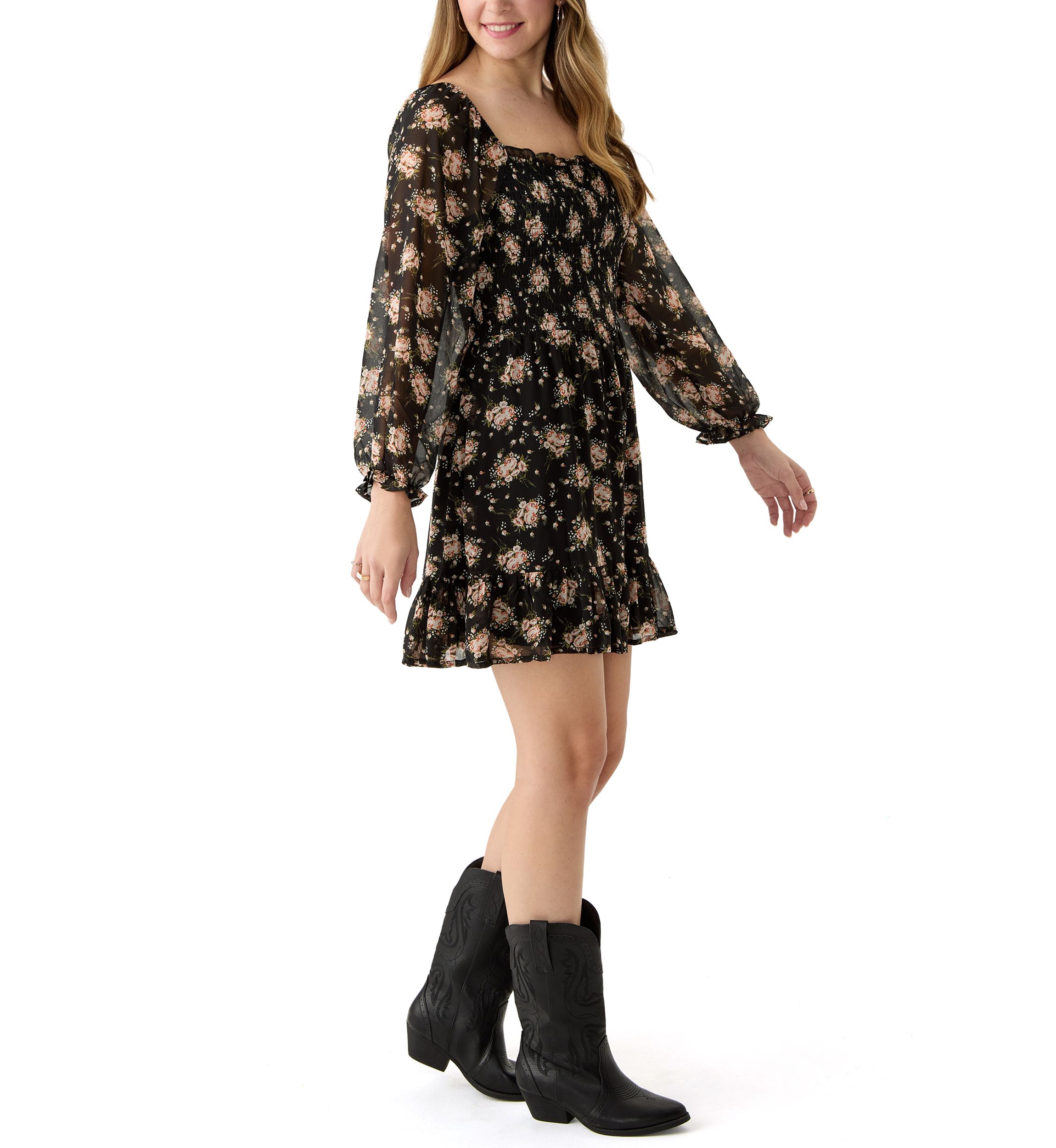 Womens Floral Printed Mini Dress