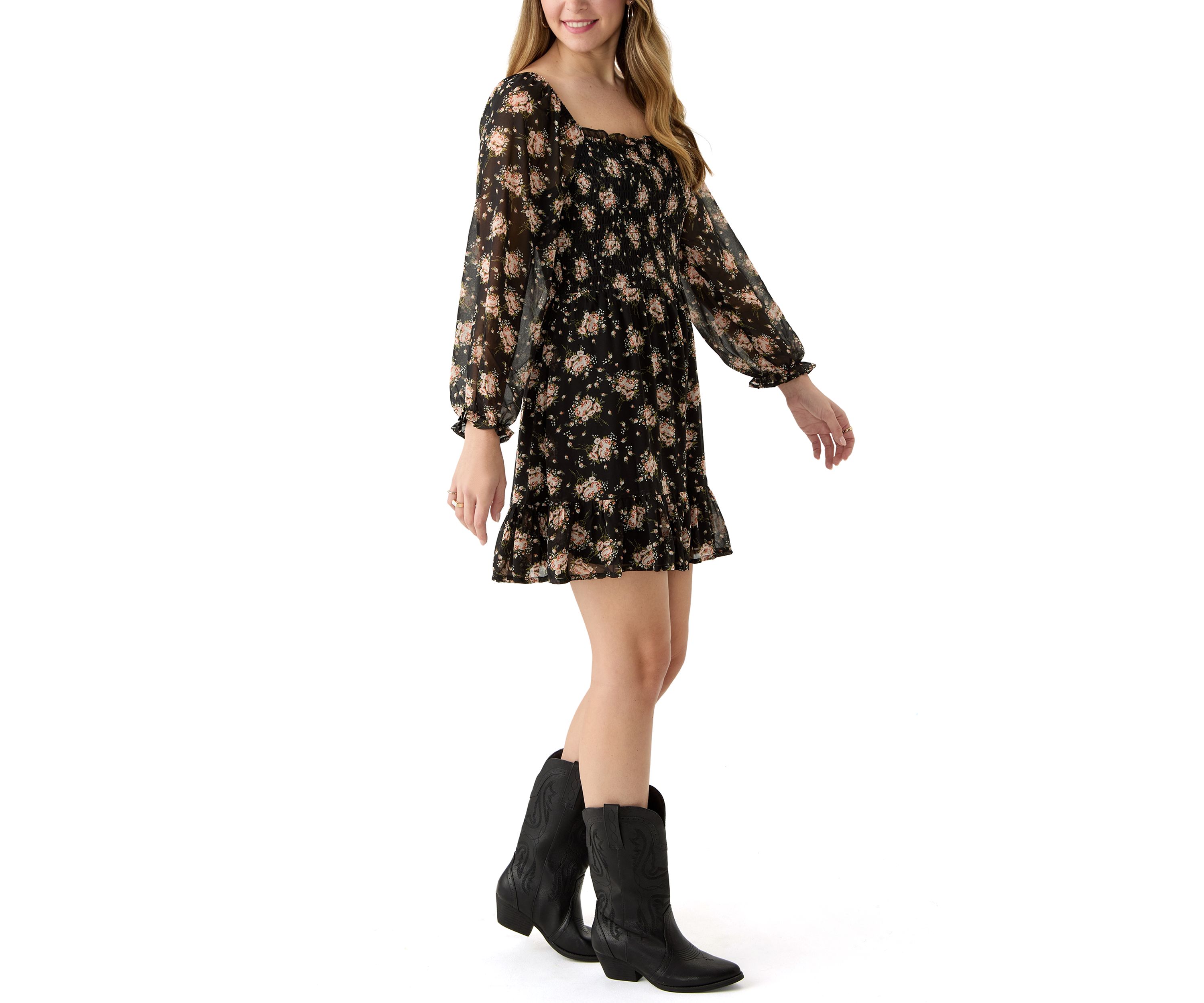 Womens Floral Printed Mini Dress