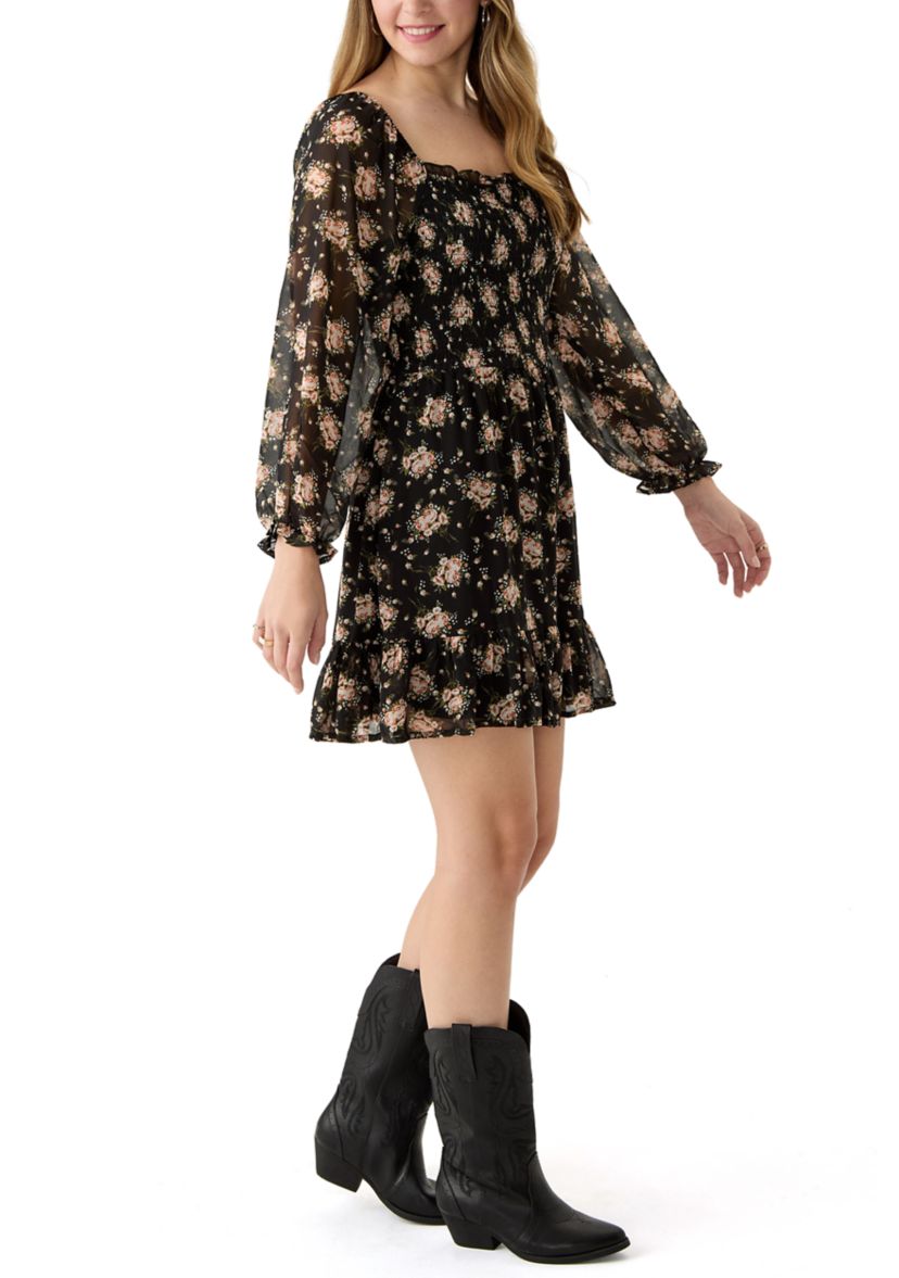 Womens Floral Printed Mini Dress