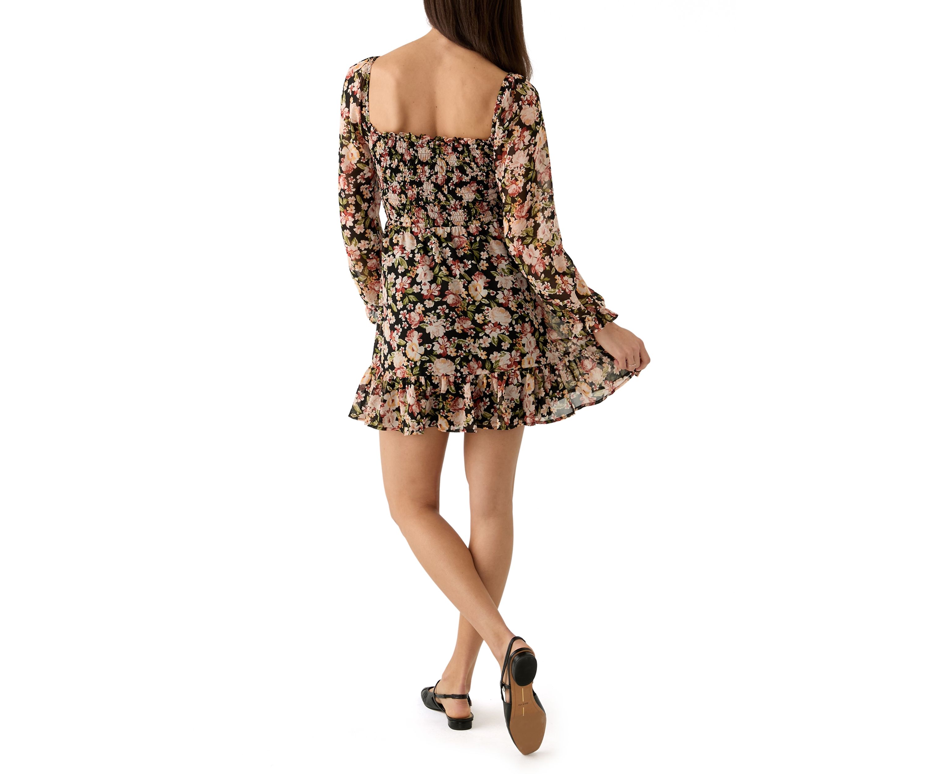 Womens Blouson Sleeve Mini Dress