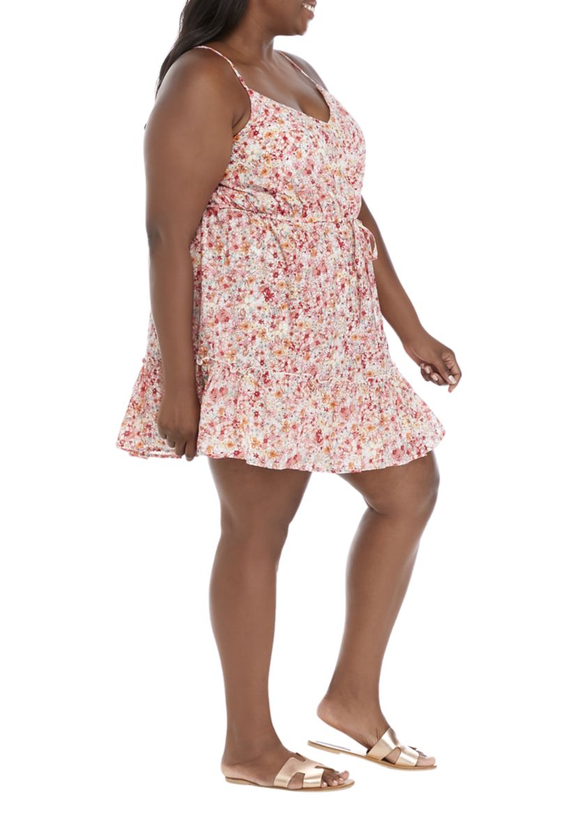 Plus Size Spaghetti Strap Floral Dress