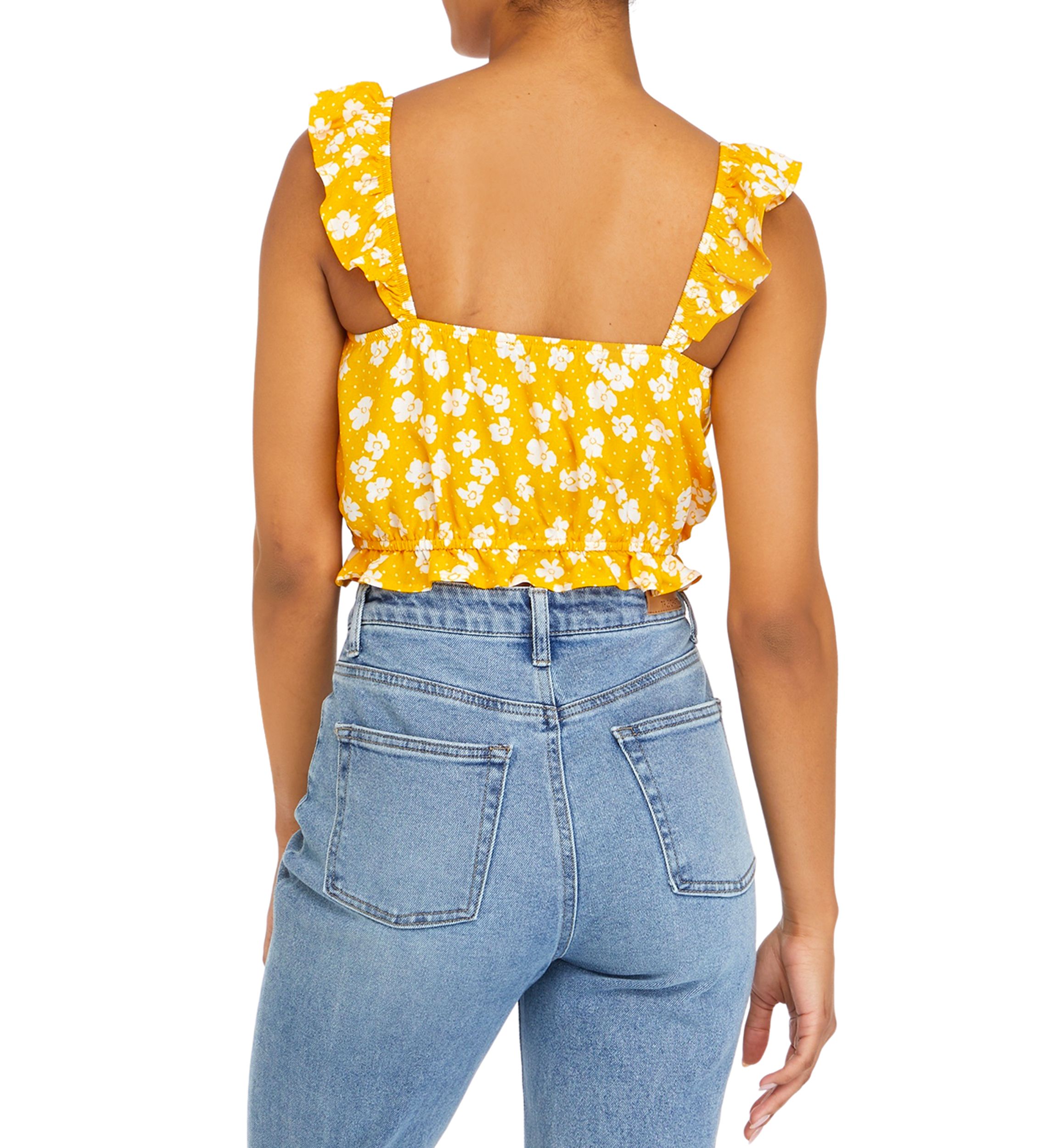 Juniors Sleeveless Ruffle Smocked Match Top 