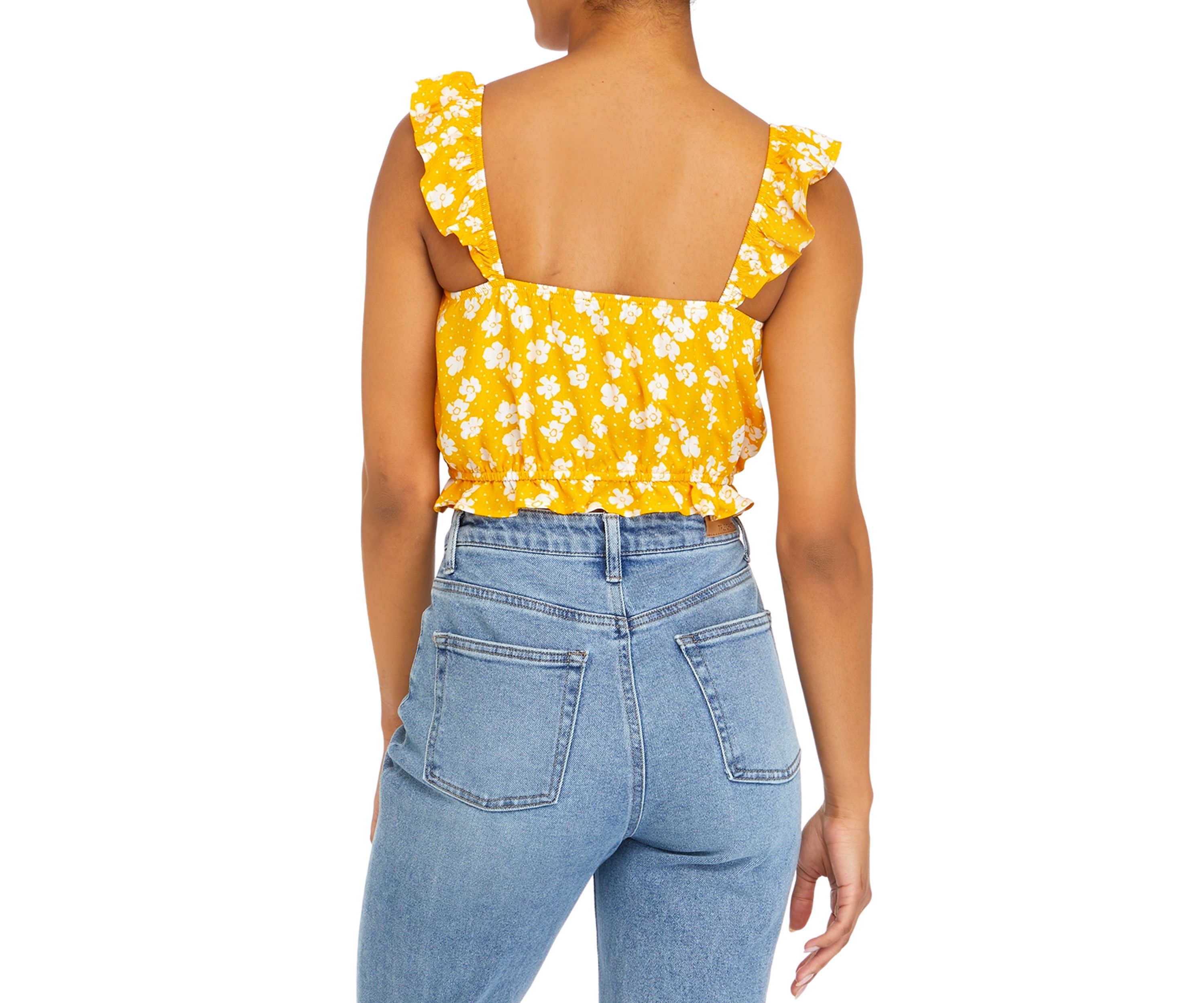 Juniors Sleeveless Ruffle Smocked Match Top 