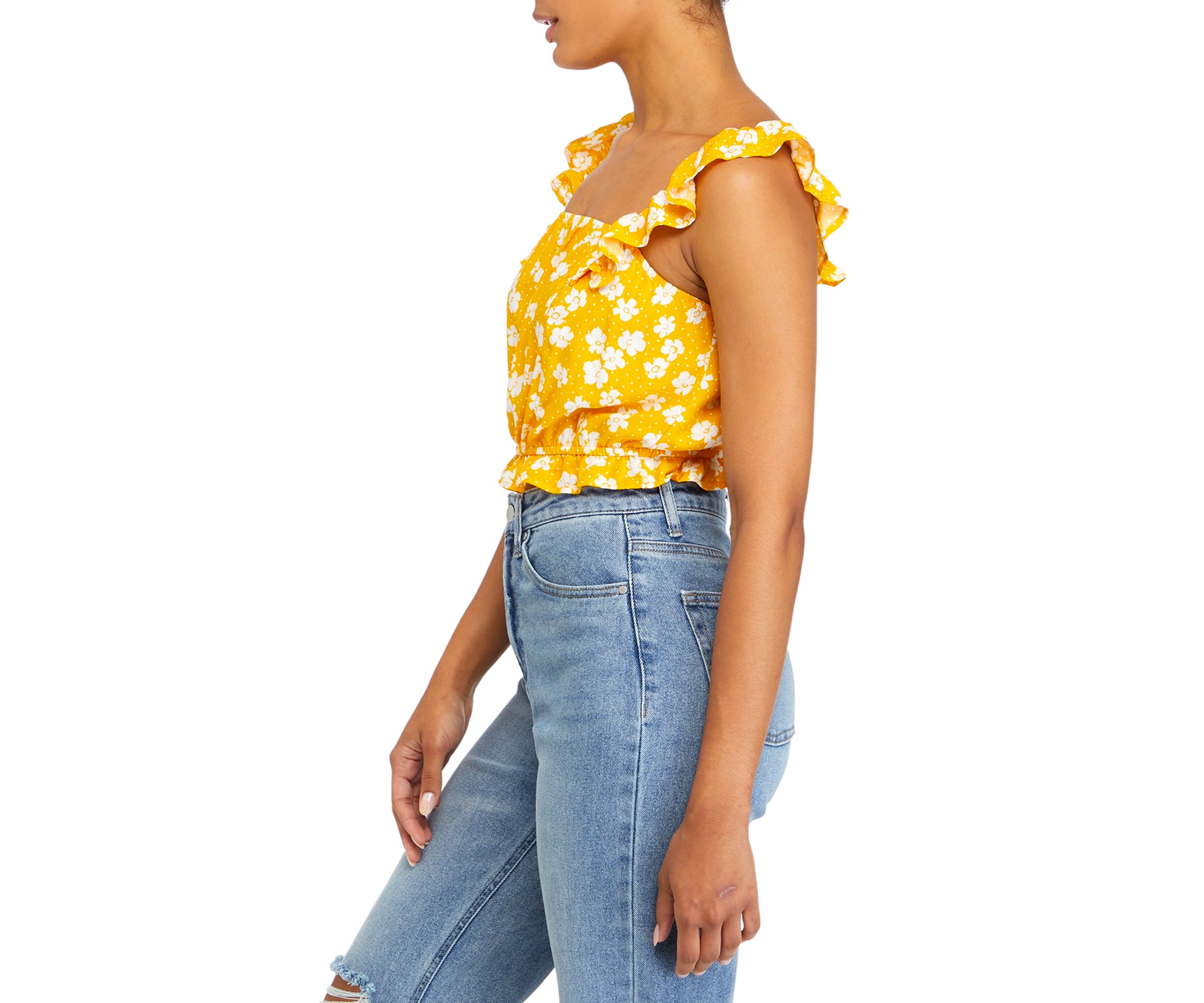 Juniors Sleeveless Ruffle Smocked Match Top 