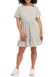 Plus Size Short Sleeve Floral Babydoll Dress