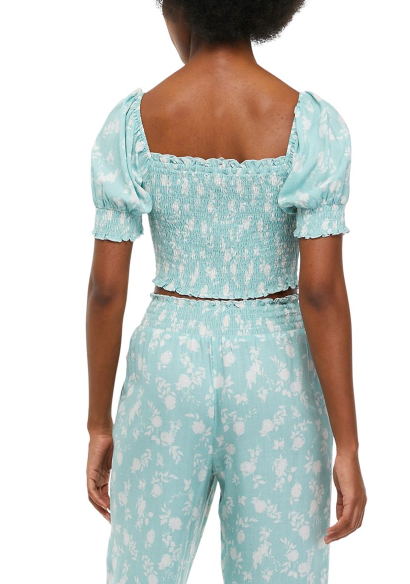 Juniors Short Puff Sleeve Square Neck Top 