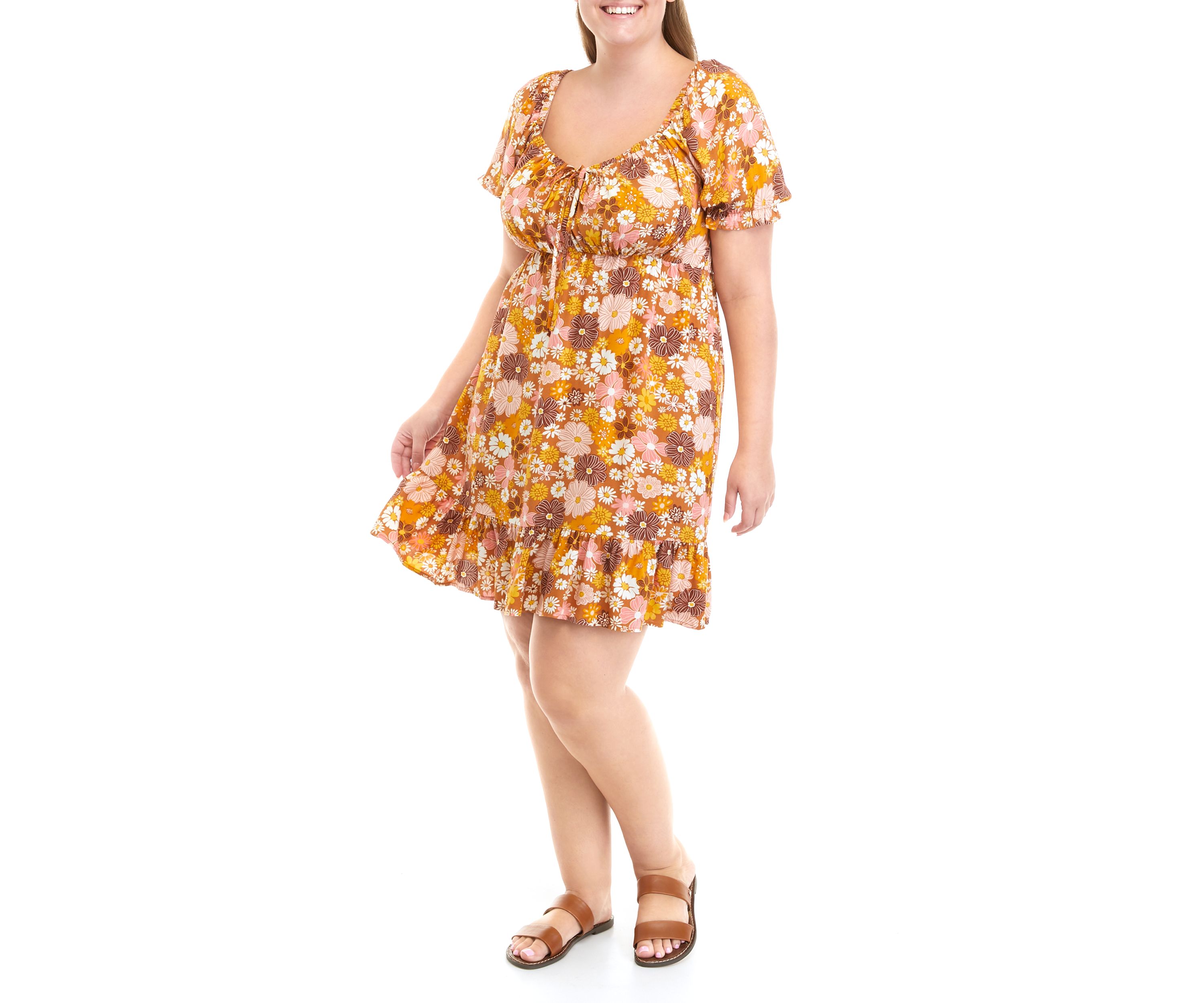 Plus Size Short Puff Sleeve Dress
