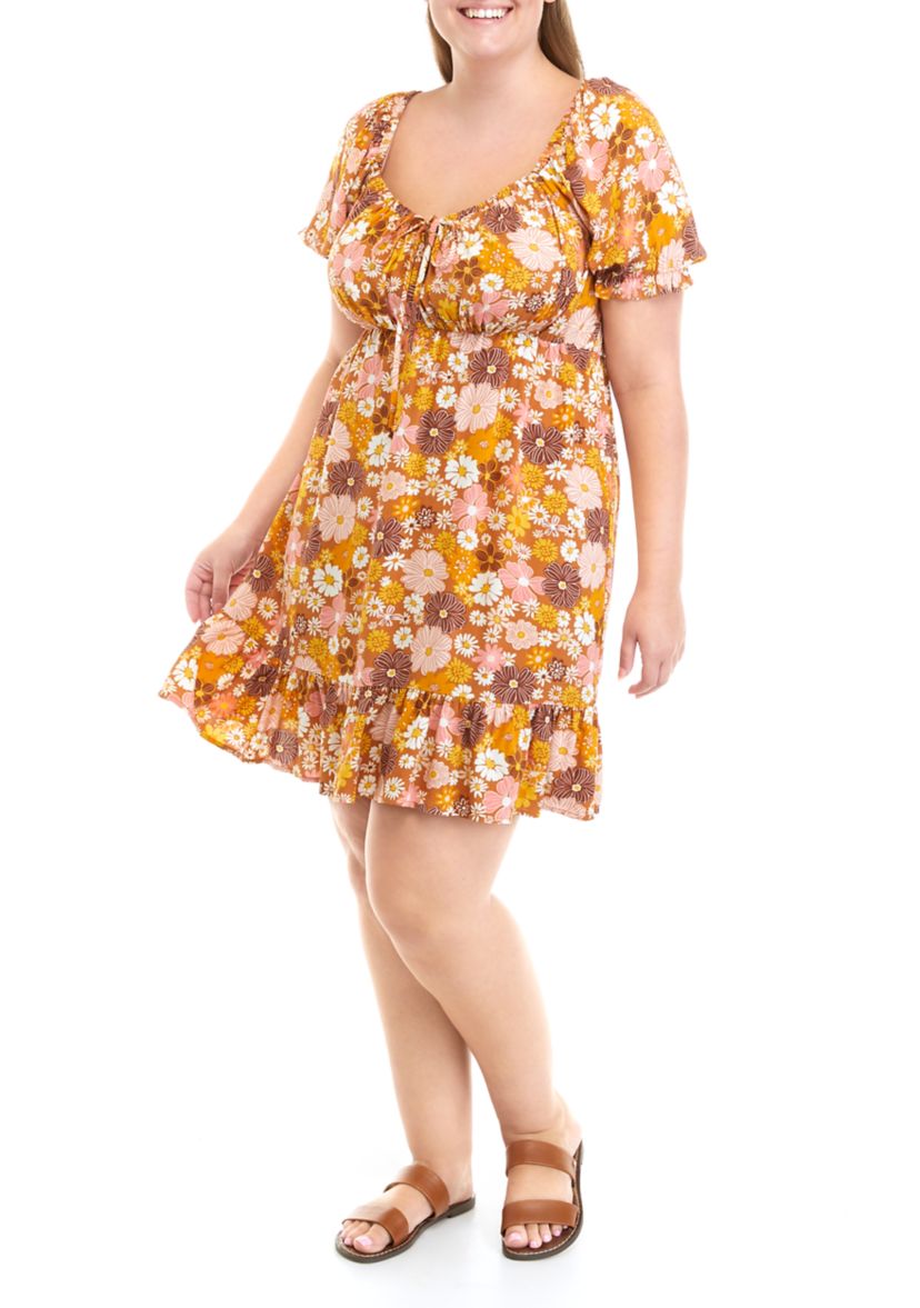 Plus Size Short Puff Sleeve Dress