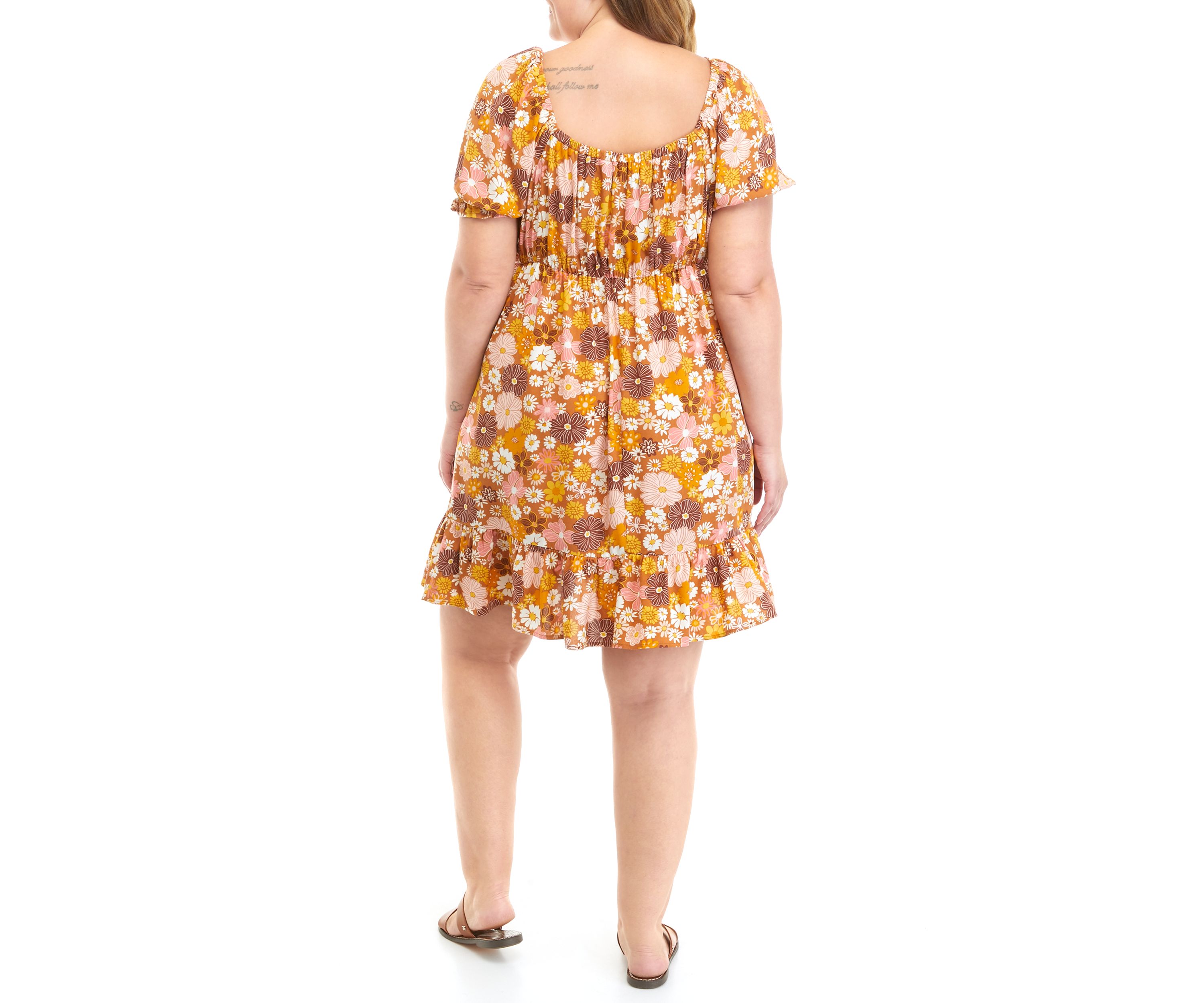 Plus Size Short Puff Sleeve Dress