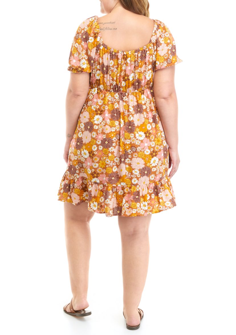 Plus Size Short Puff Sleeve Dress