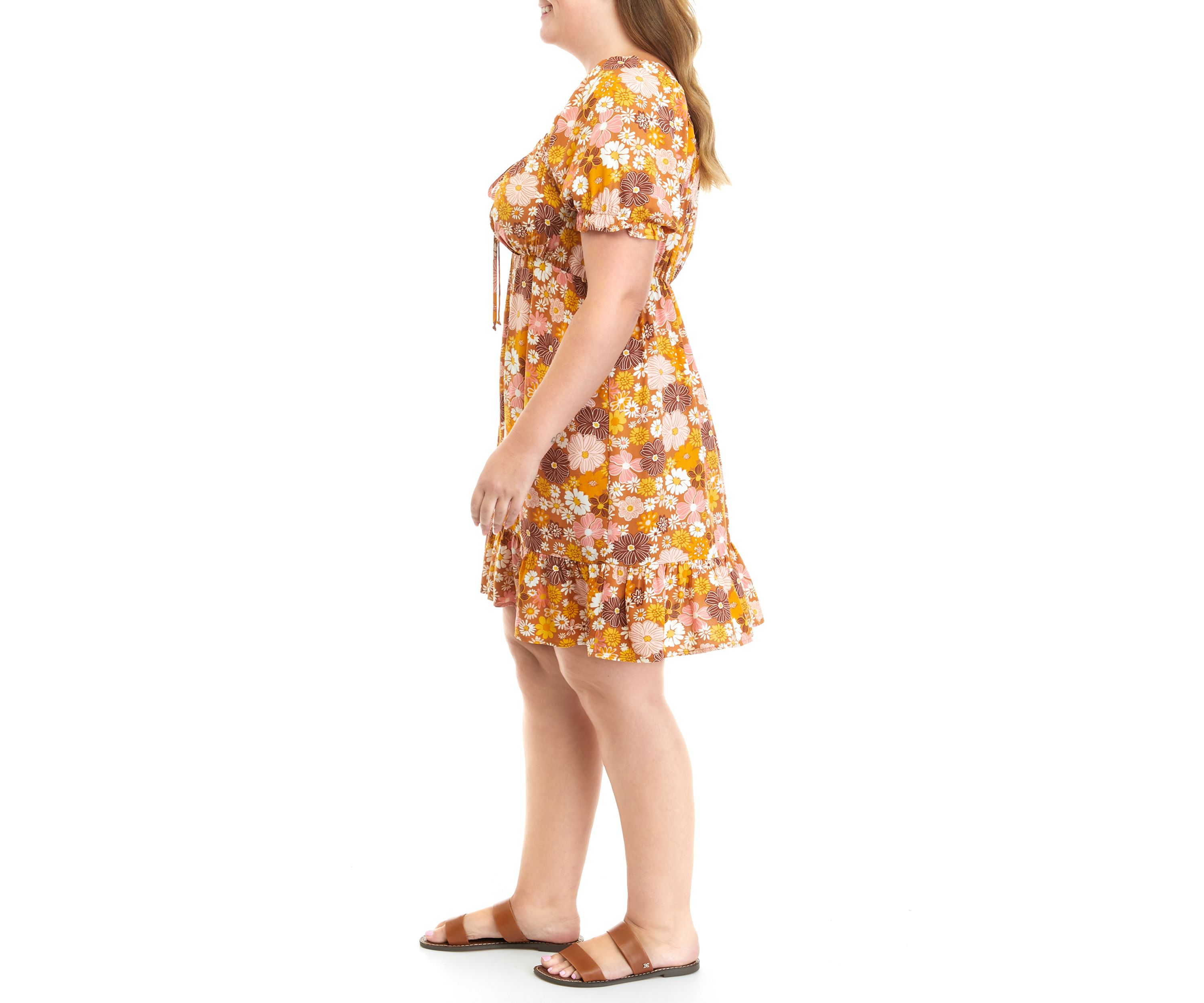 Plus Size Short Puff Sleeve Dress