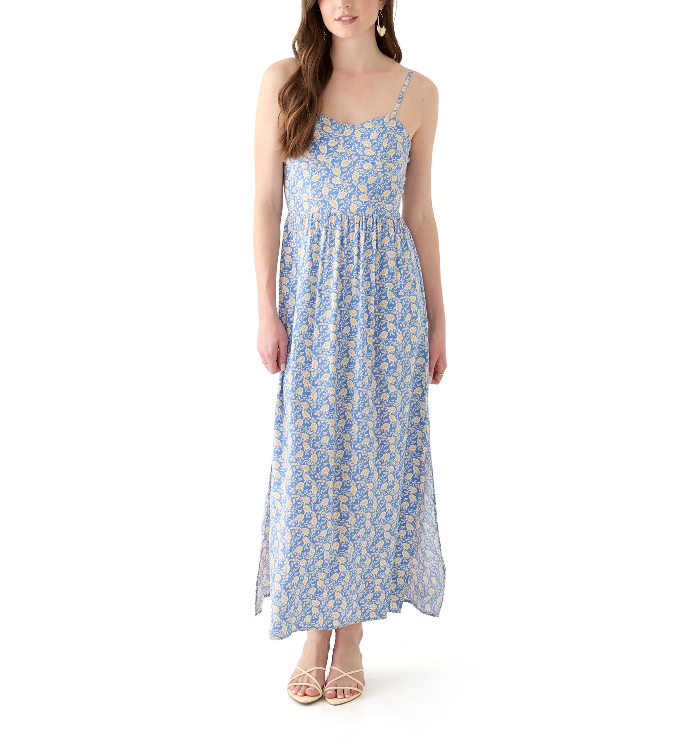 Womens Rayon Challis Printed Maxi Dress