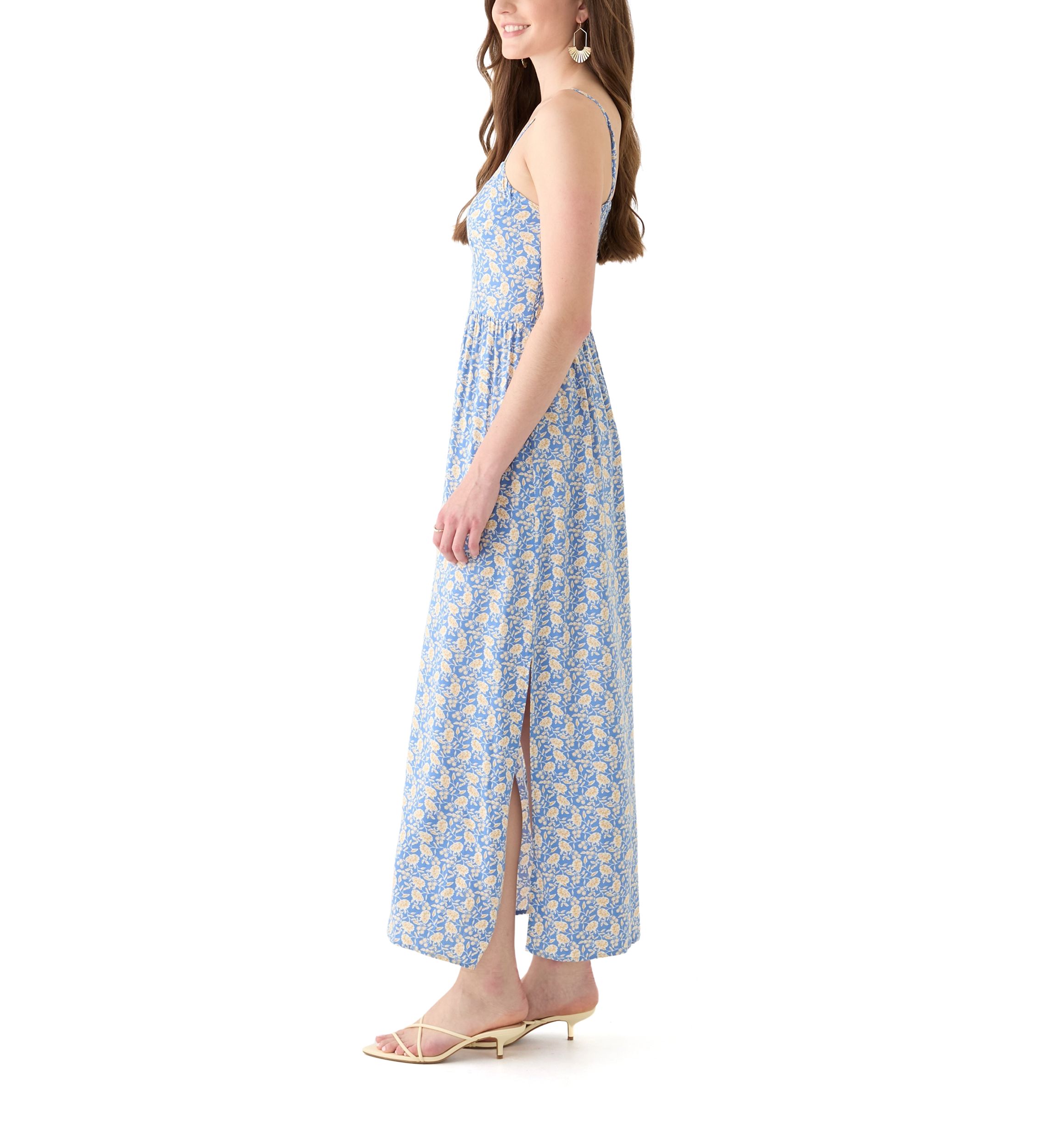Womens Rayon Challis Printed Maxi Dress