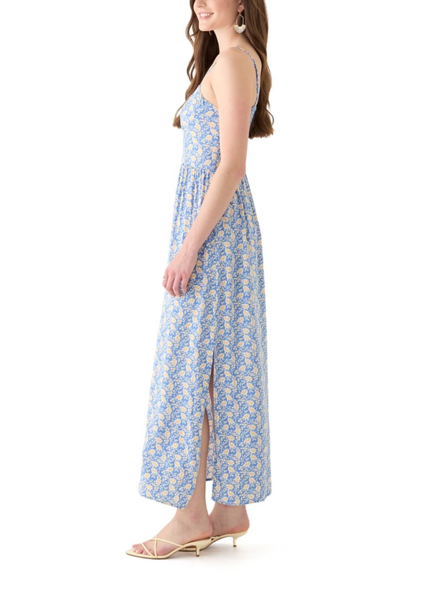 Womens Rayon Challis Printed Maxi Dress