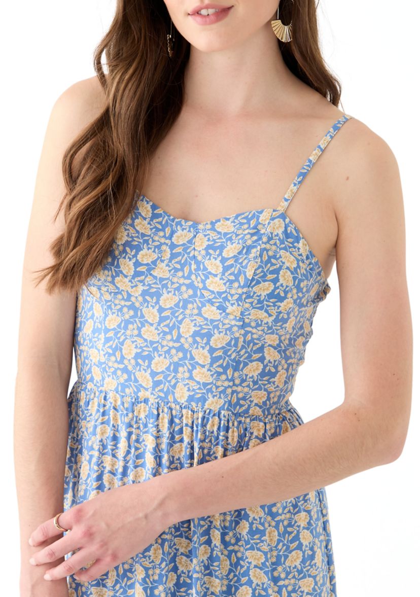 Womens Rayon Challis Printed Maxi Dress