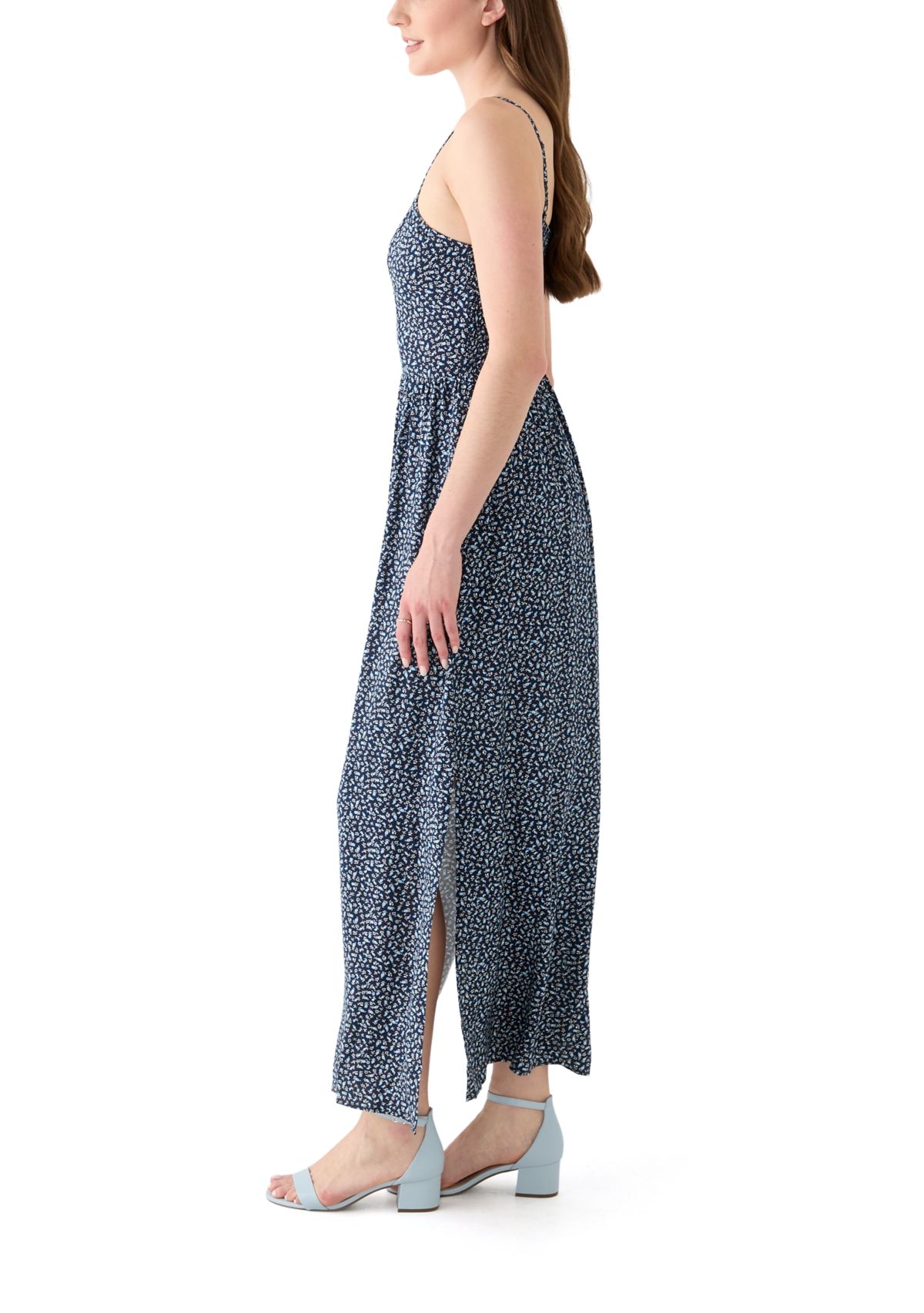 Womens Rayon Challis Printed Maxi Dress