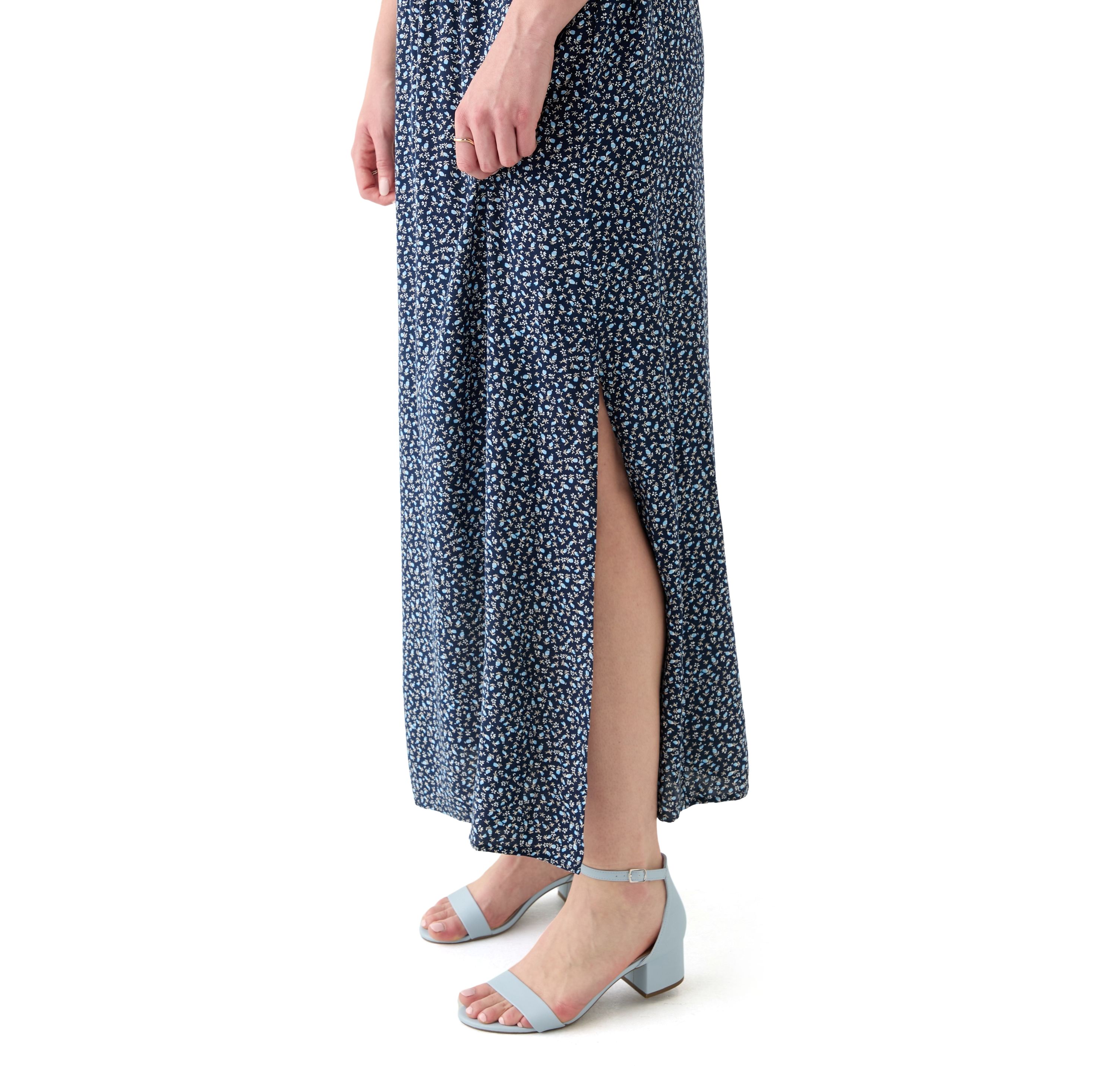 Womens Rayon Challis Printed Maxi Dress