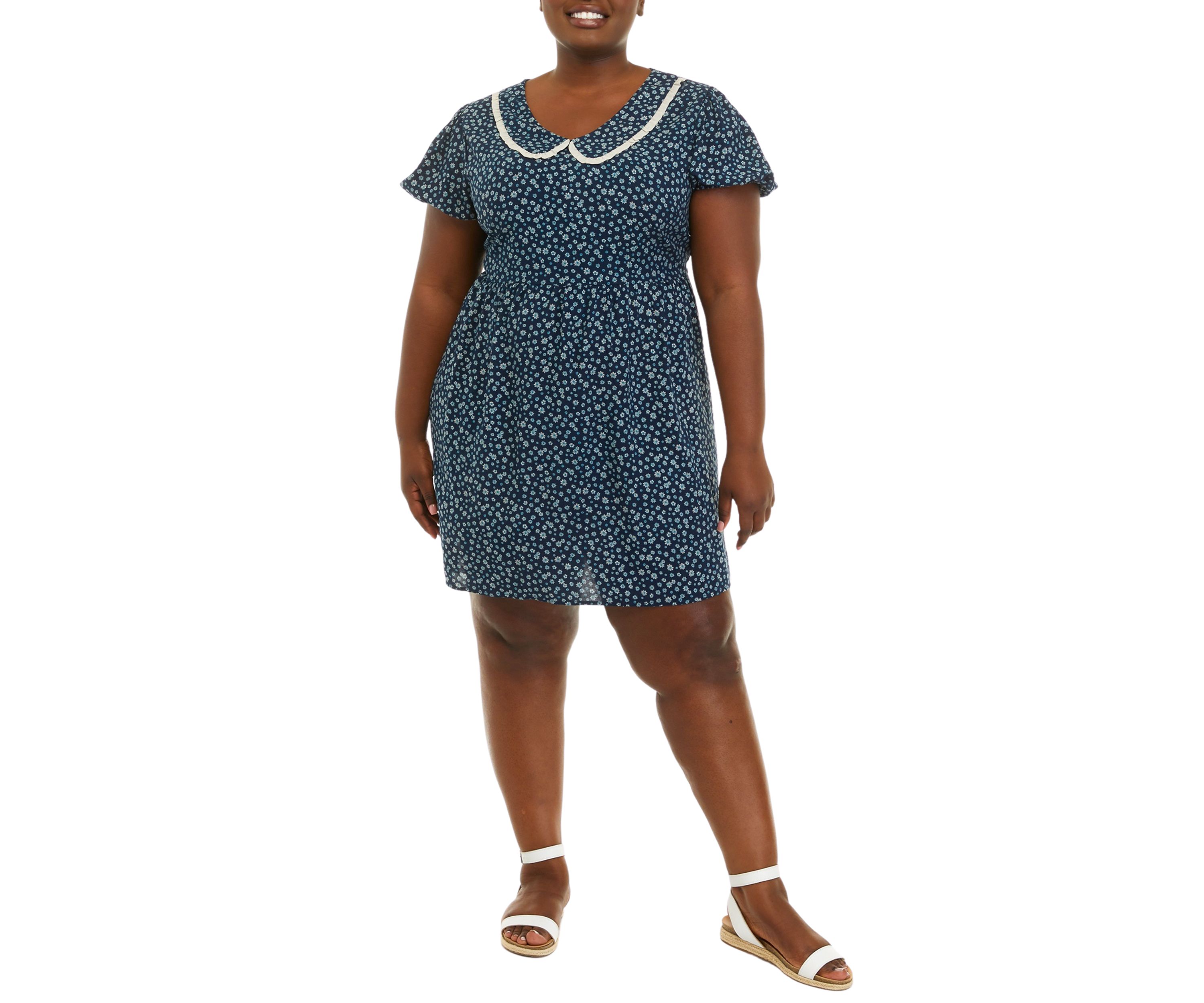 Plus Size Short Sleeve Collar Dress