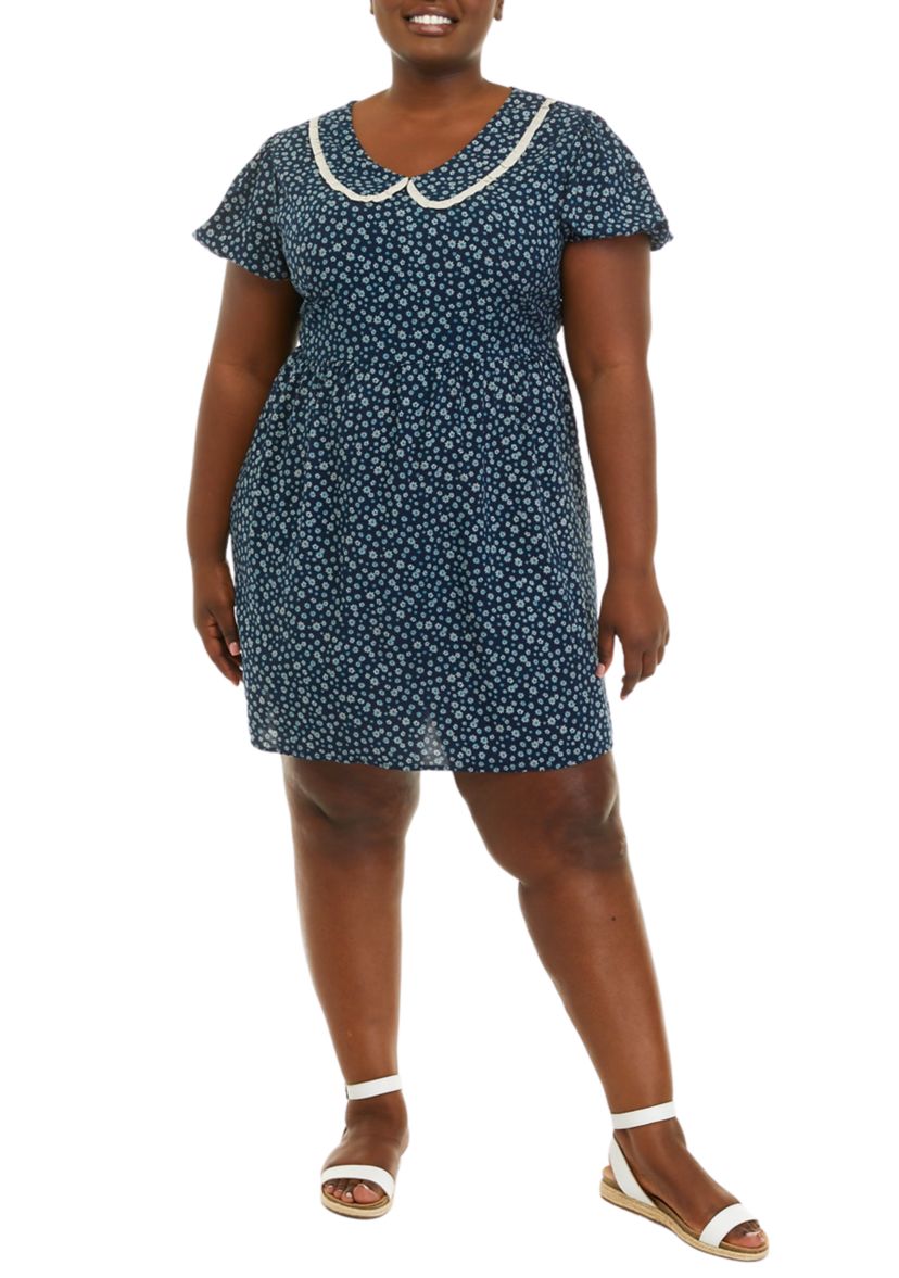 Plus Size Short Sleeve Collar Dress