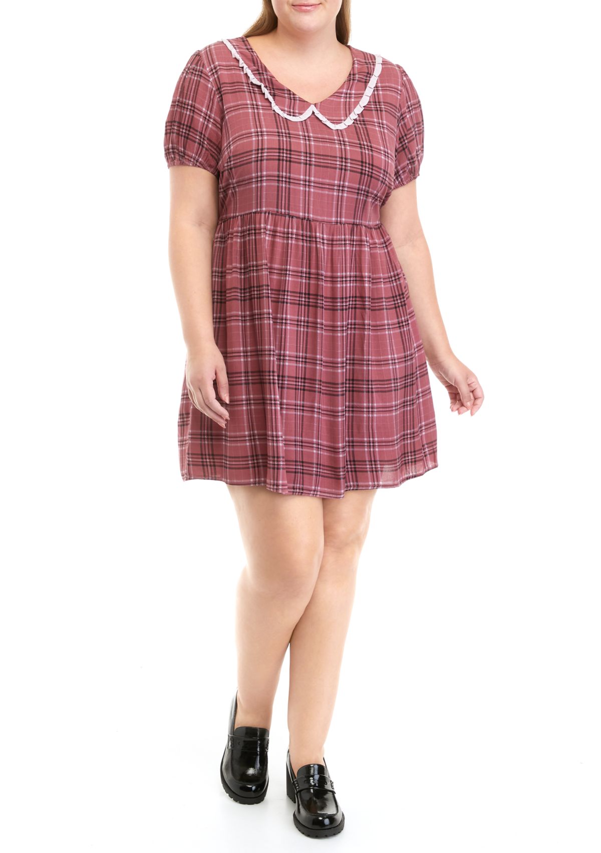 Plus Size Short Sleeve Collar Dress