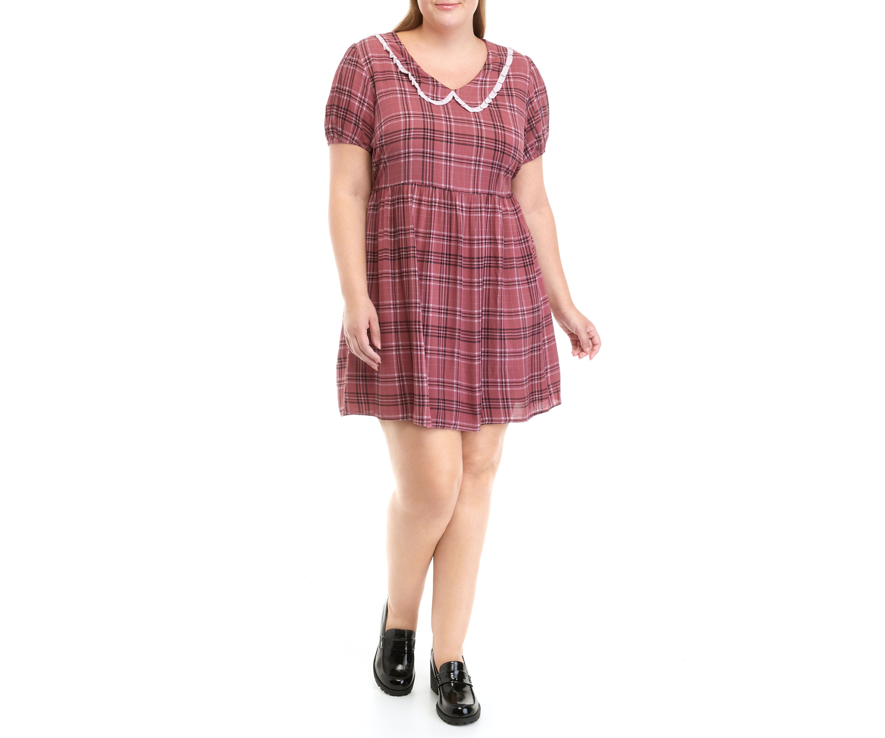 Plus Size Short Sleeve Collar Dress