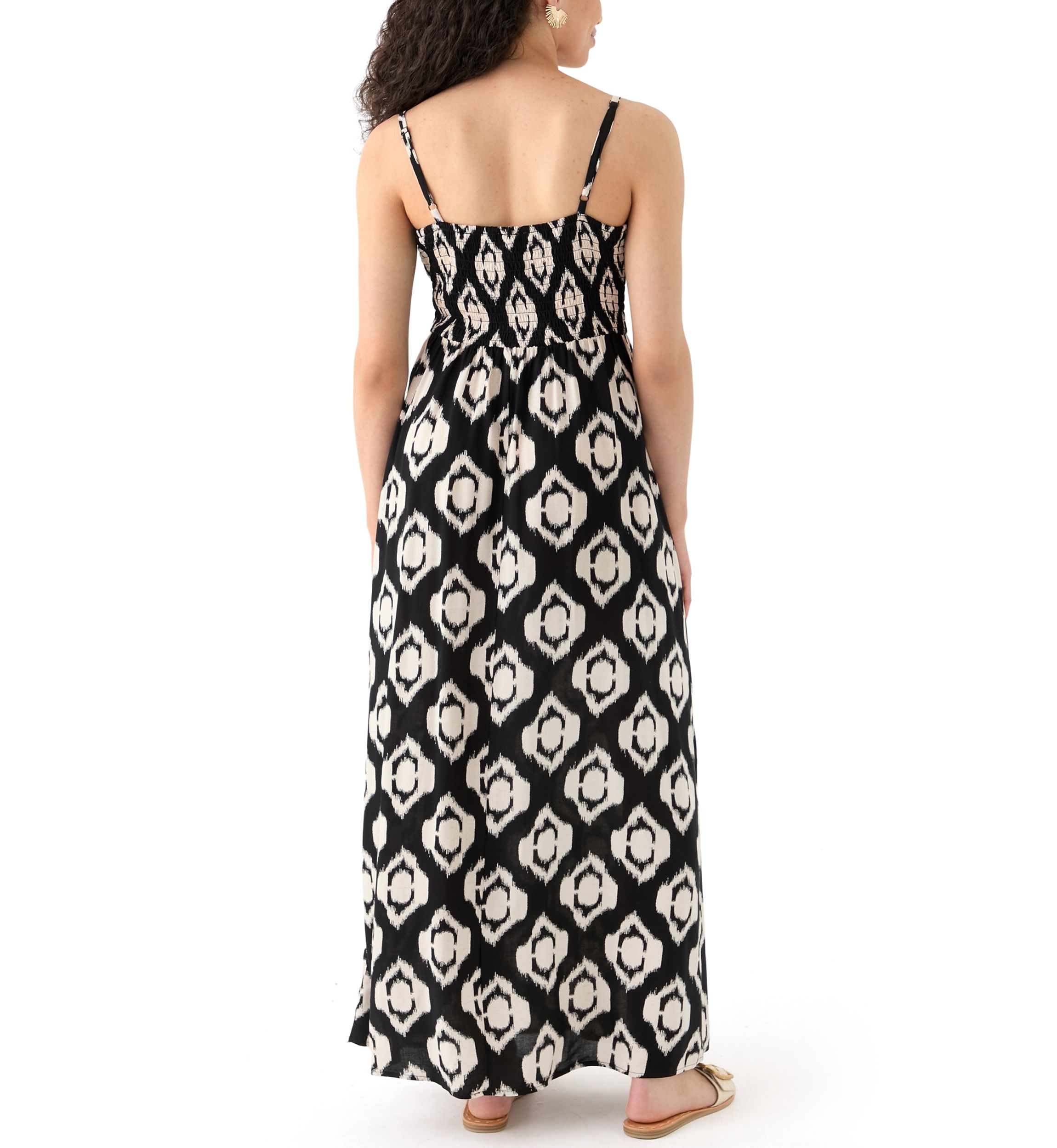 Womens Printed Rayon Challis Linen Maxi Dress