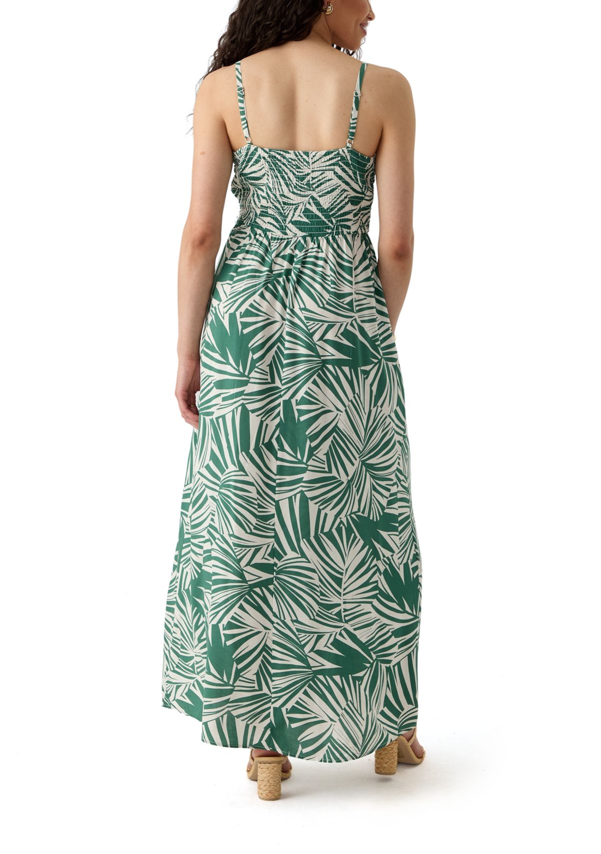 Womens Printed Rayon Challis Linen Maxi Dress