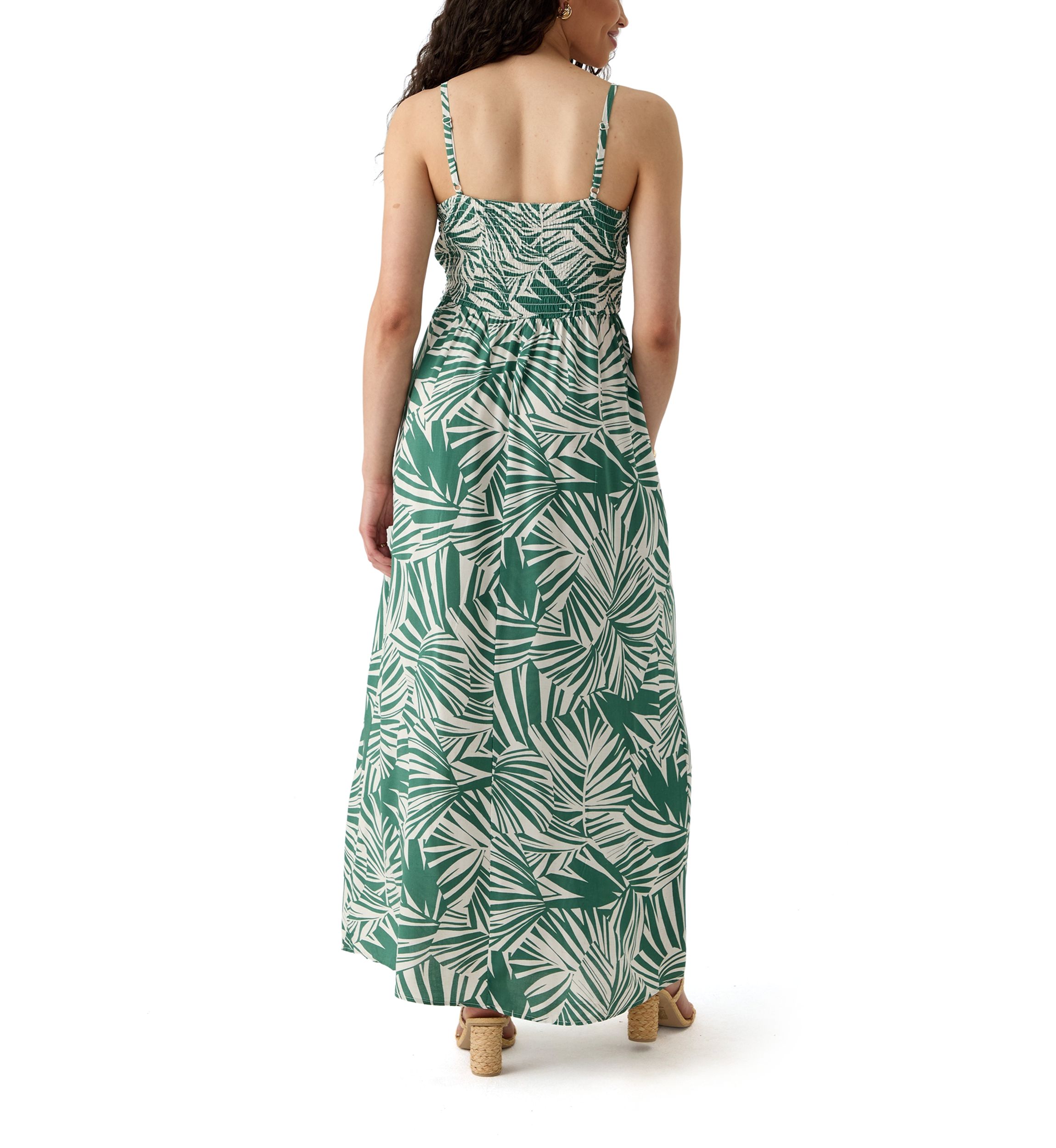 Womens Printed Rayon Challis Linen Maxi Dress