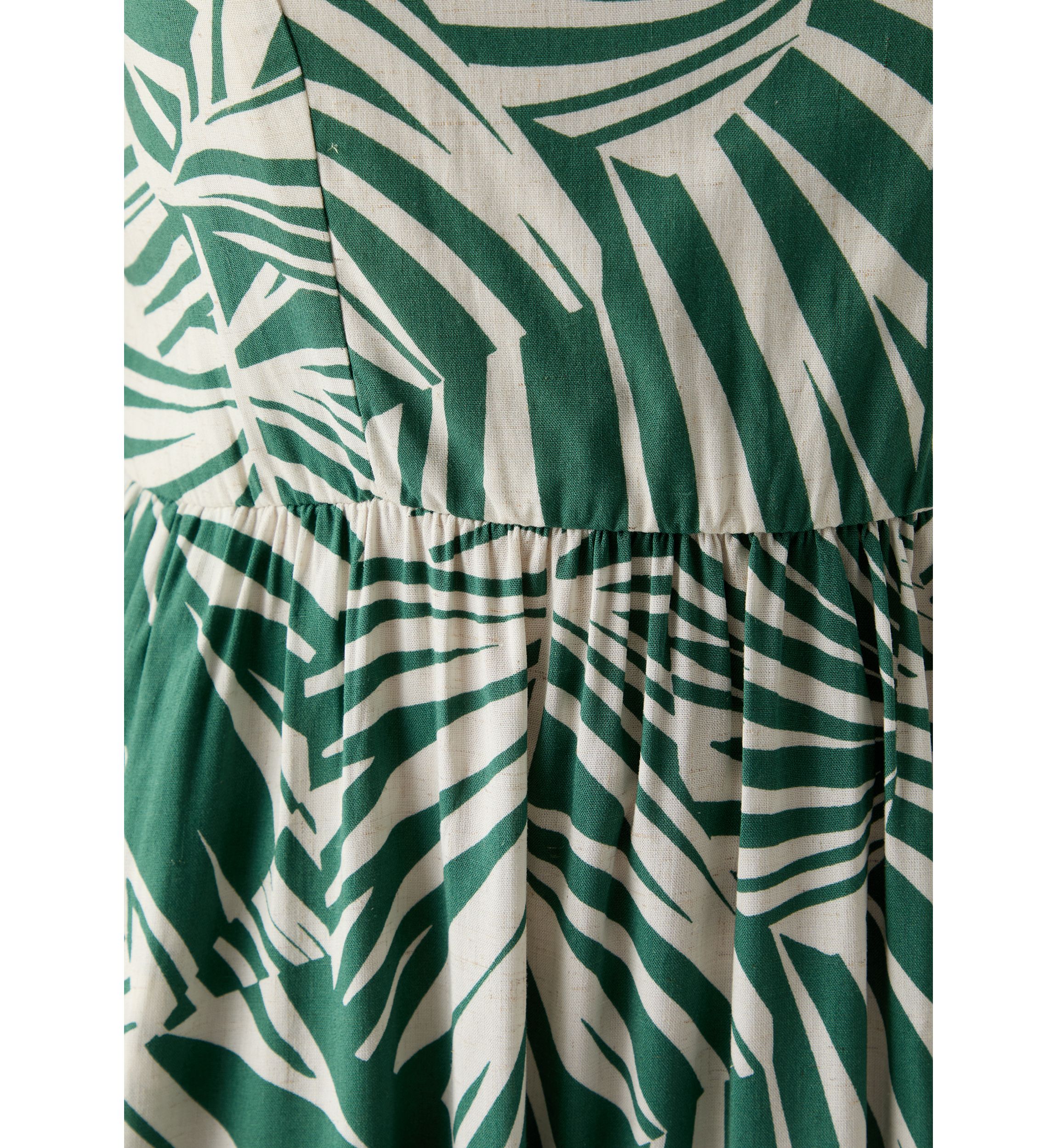 Womens Printed Rayon Challis Linen Maxi Dress