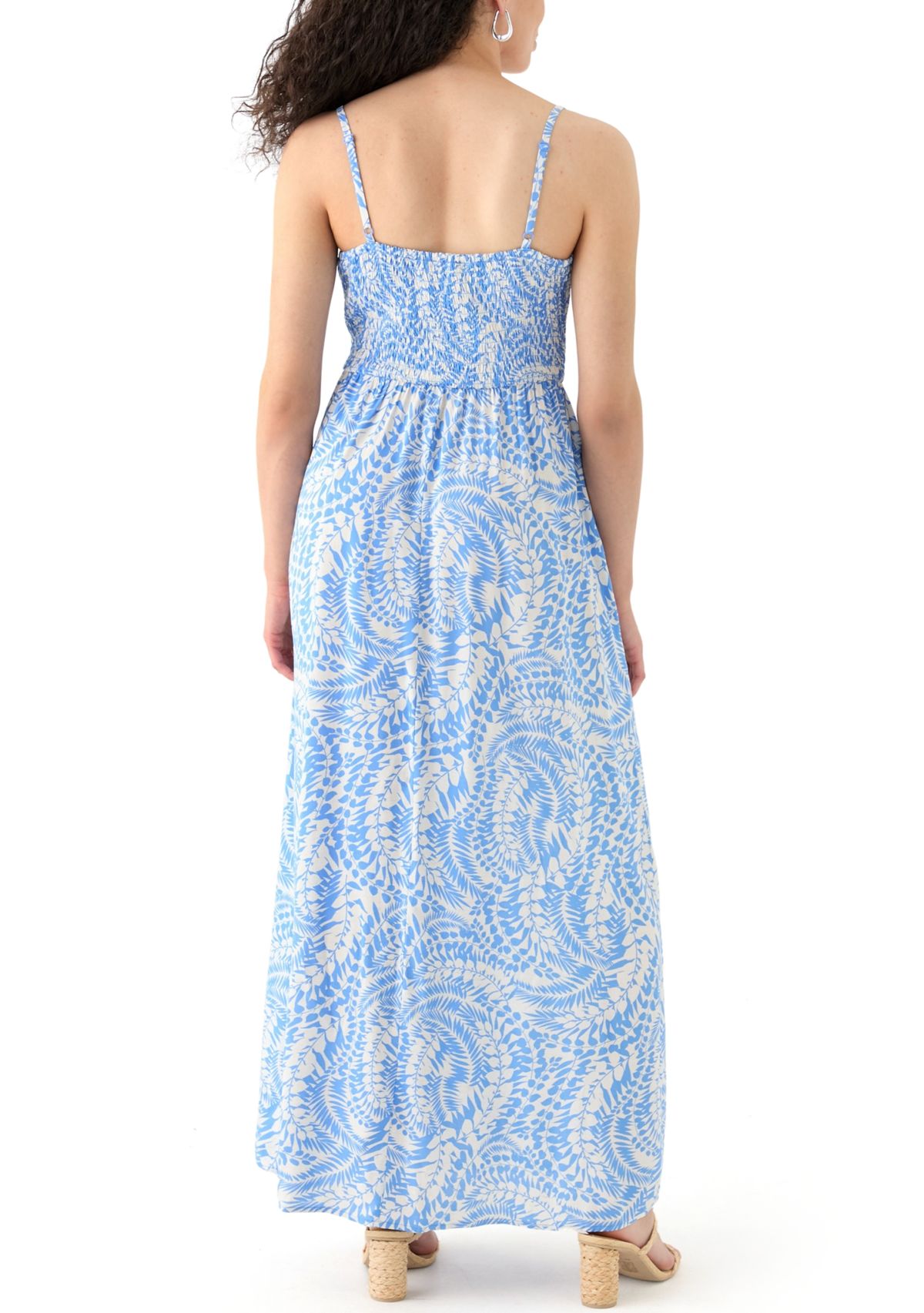 Womens Printed Rayon Challis Linen Maxi Dress