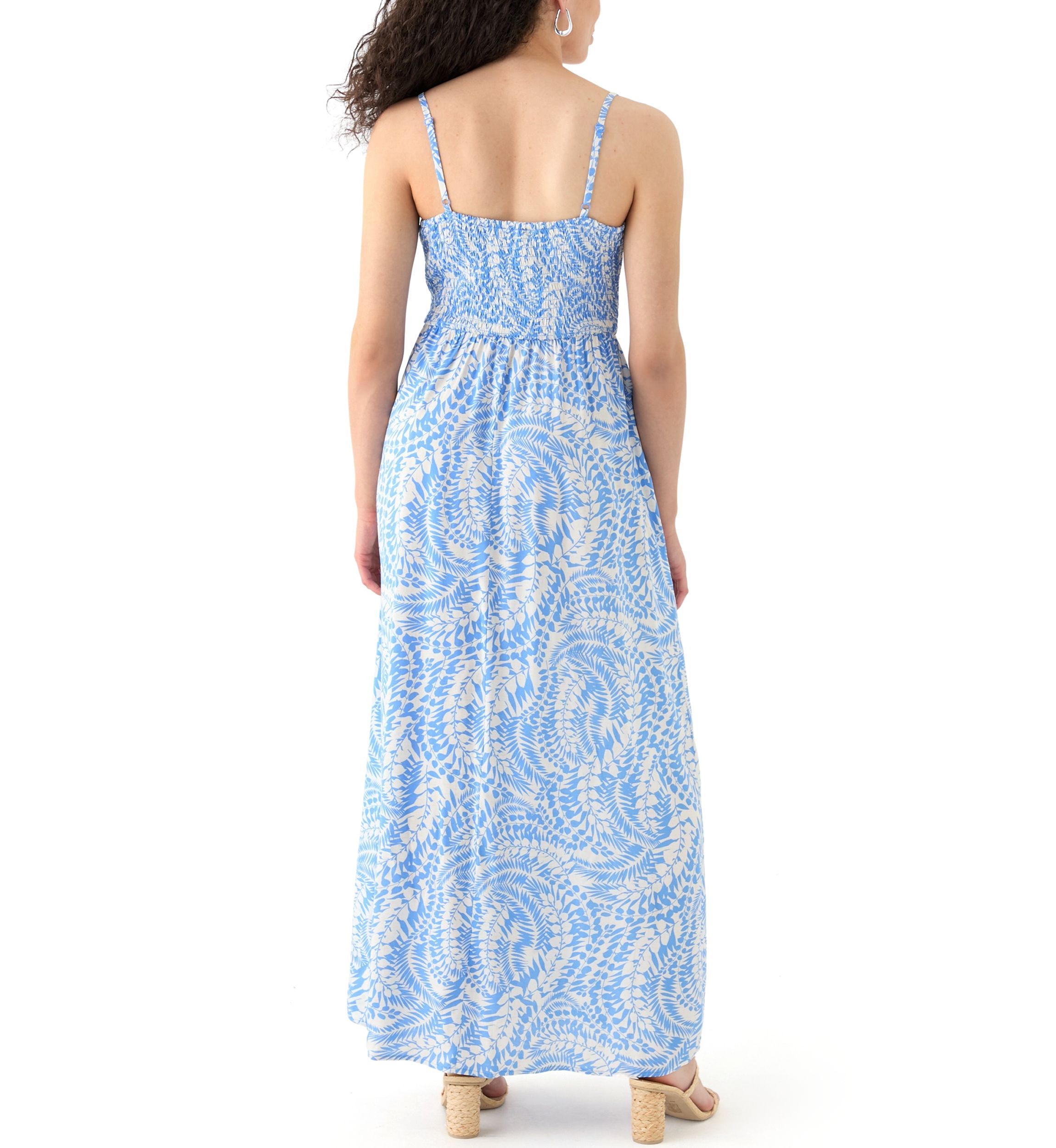 Womens Printed Rayon Challis Linen Maxi Dress
