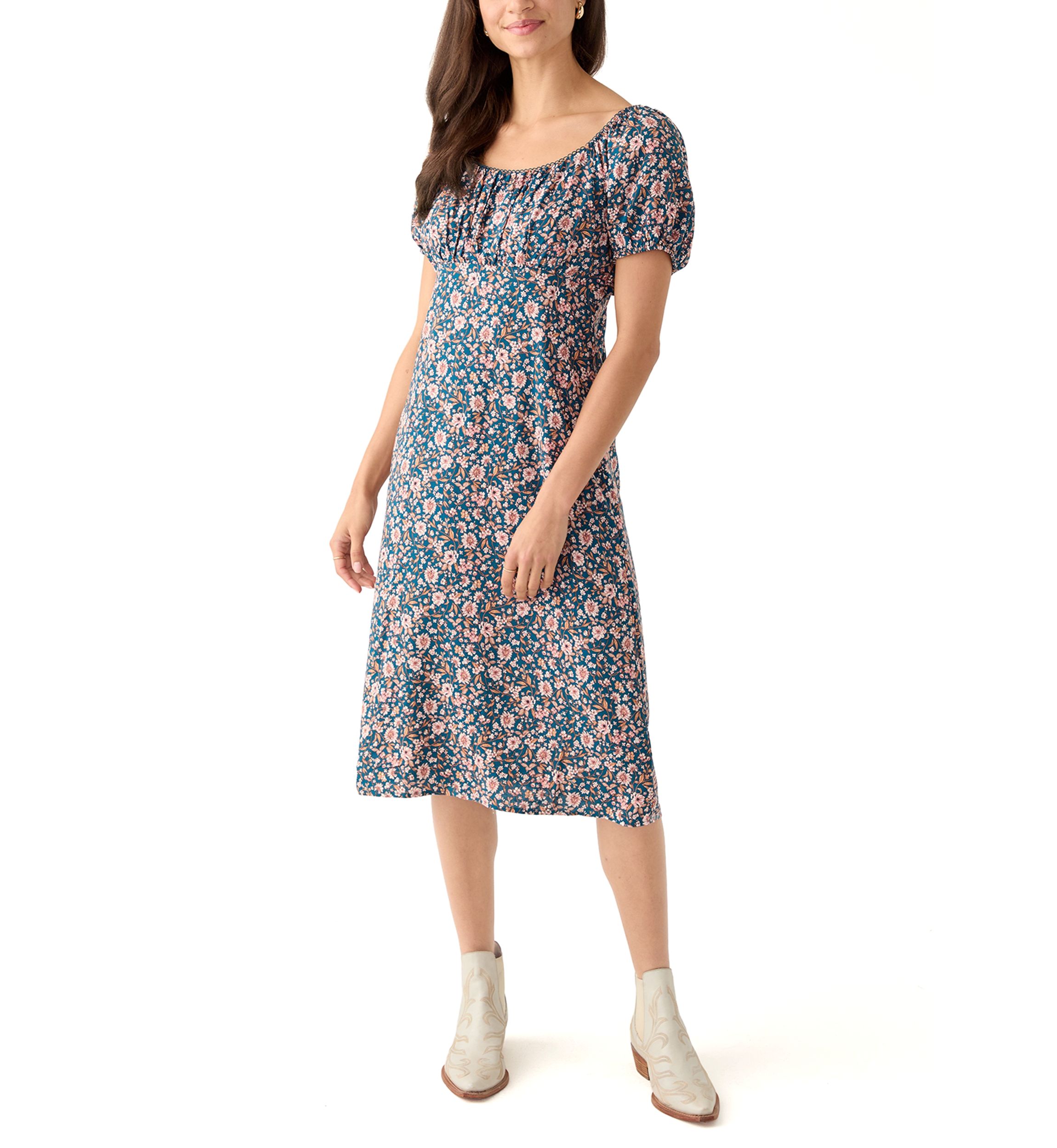 Womens Short Sleeve Midi Dress