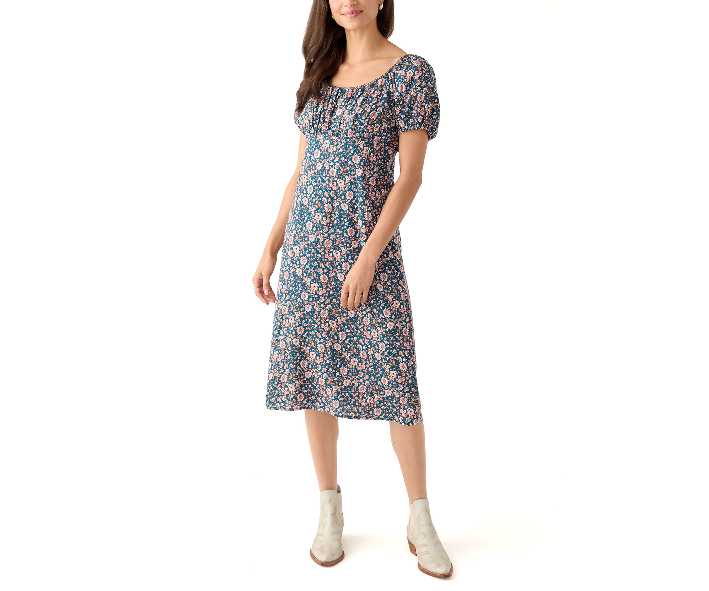 Womens Short Sleeve Midi Dress