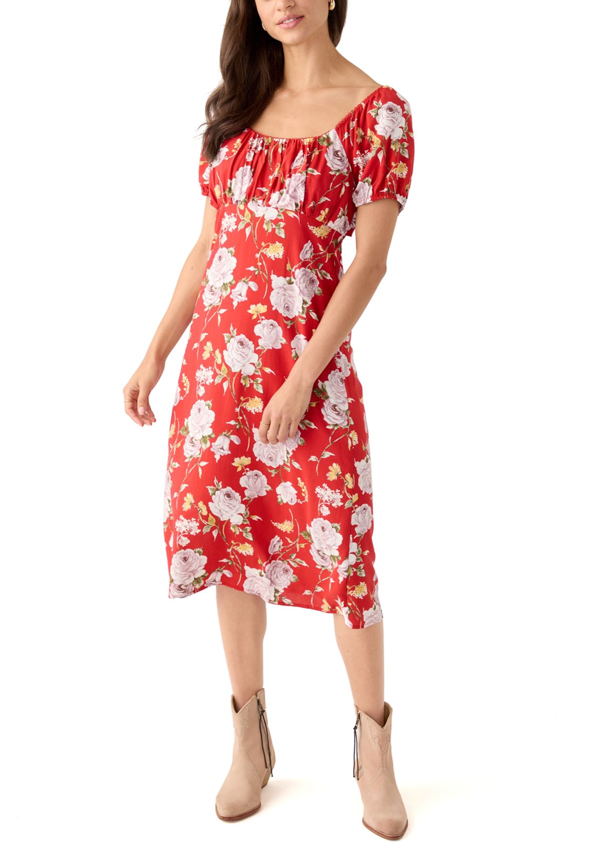 Womens Short Sleeve Midi Dress