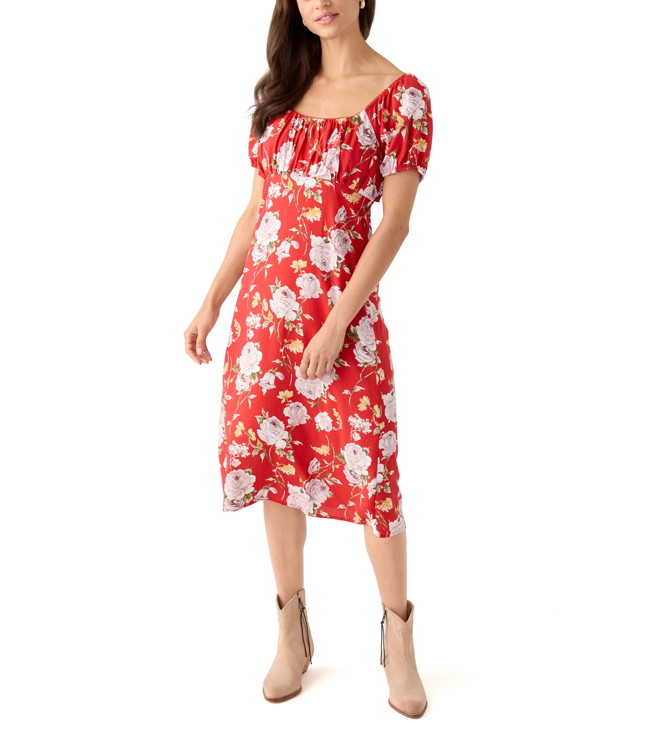 Womens Short Sleeve Midi Dress