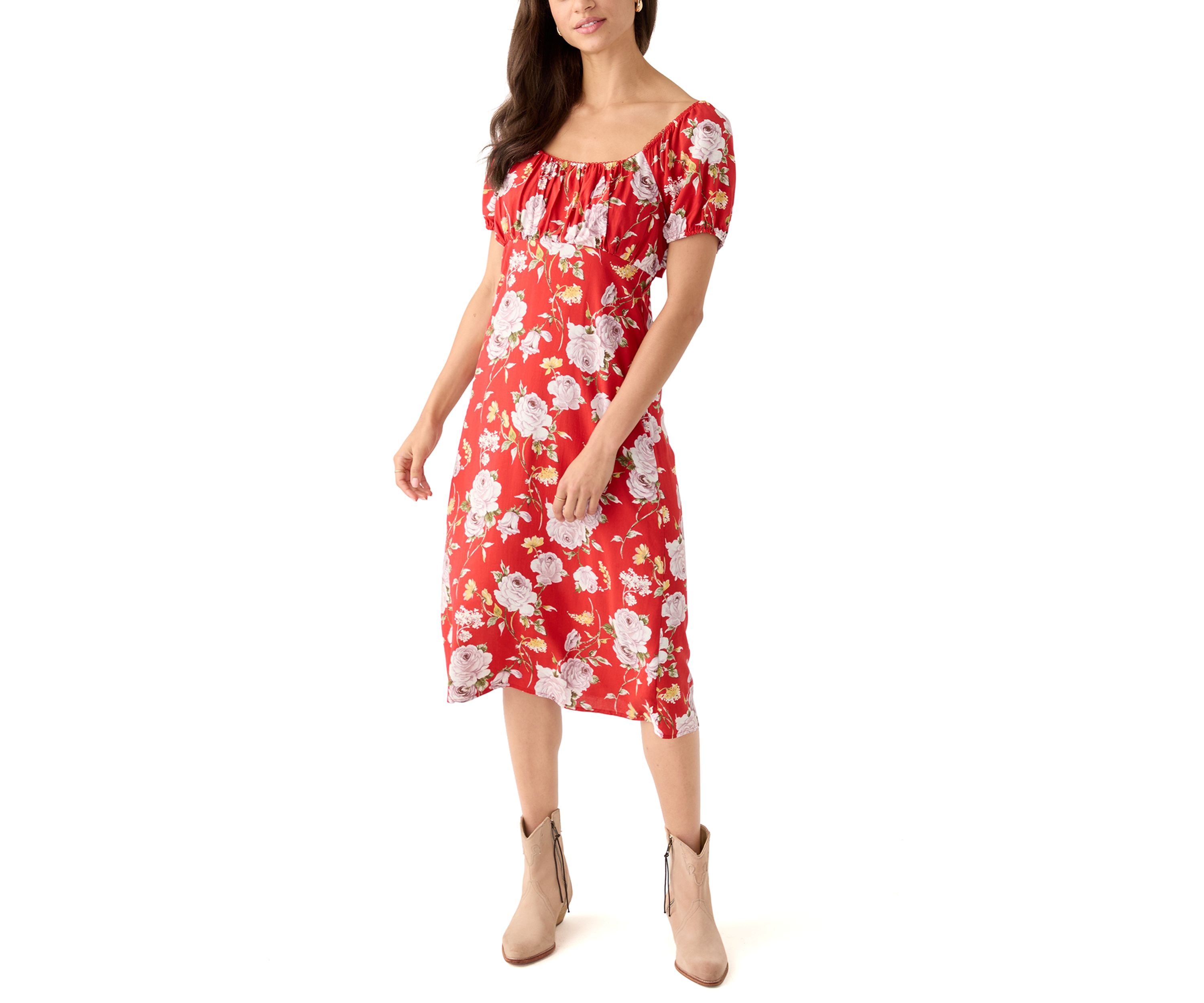Womens Short Sleeve Midi Dress