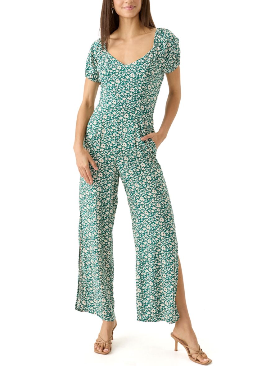 Womens Short Sleeve Floral Jumpsuit
