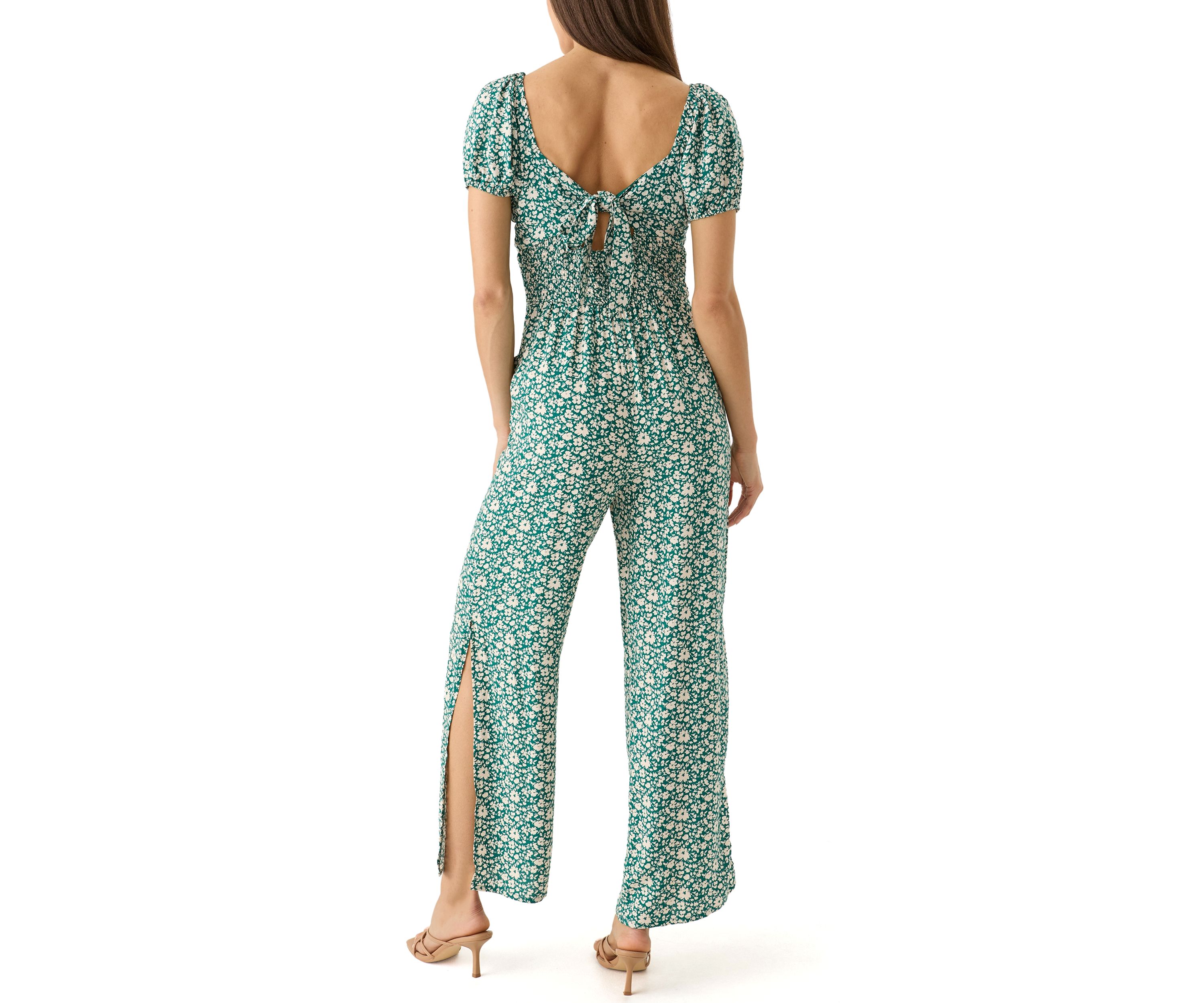 Womens Short Sleeve Floral Jumpsuit