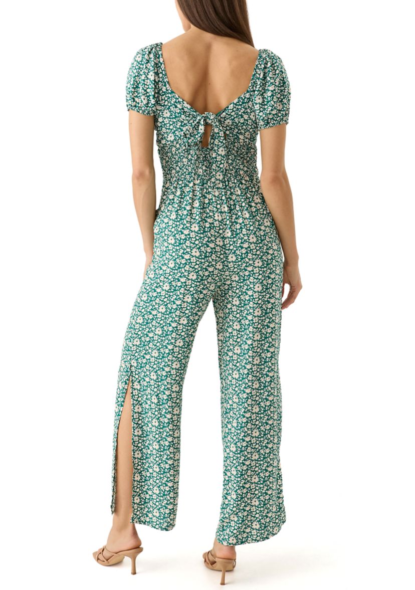 Womens Short Sleeve Floral Jumpsuit